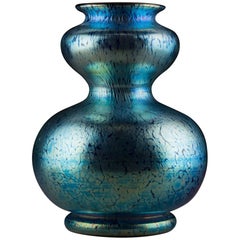 Art Nouveau Loetz Widow Cobalt Creta Papillon Vase, 1900