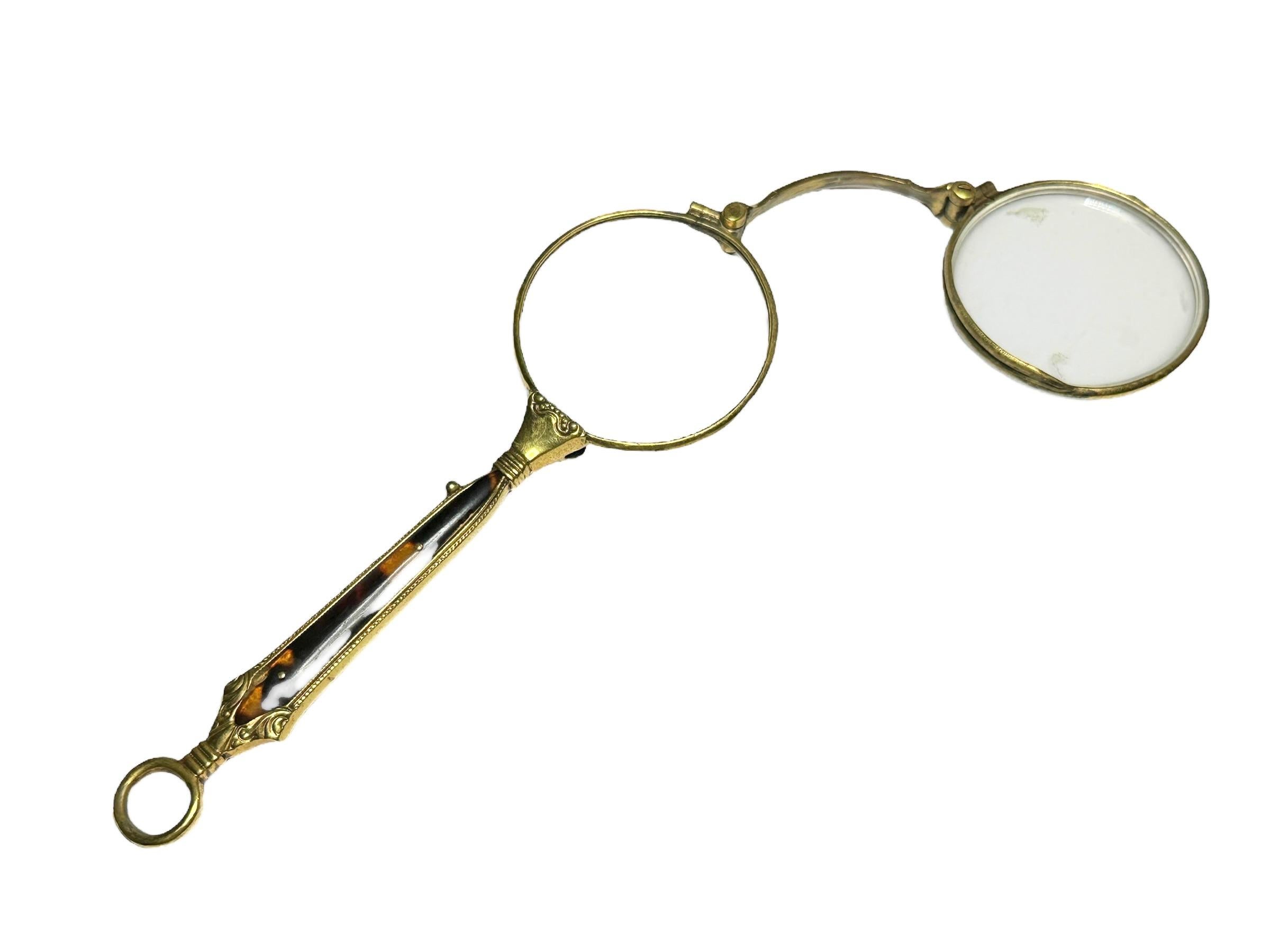 Gold Plate Art Nouveau Lorgnette Opera Glasses Folding Spectacles Antique Austria 1900s For Sale