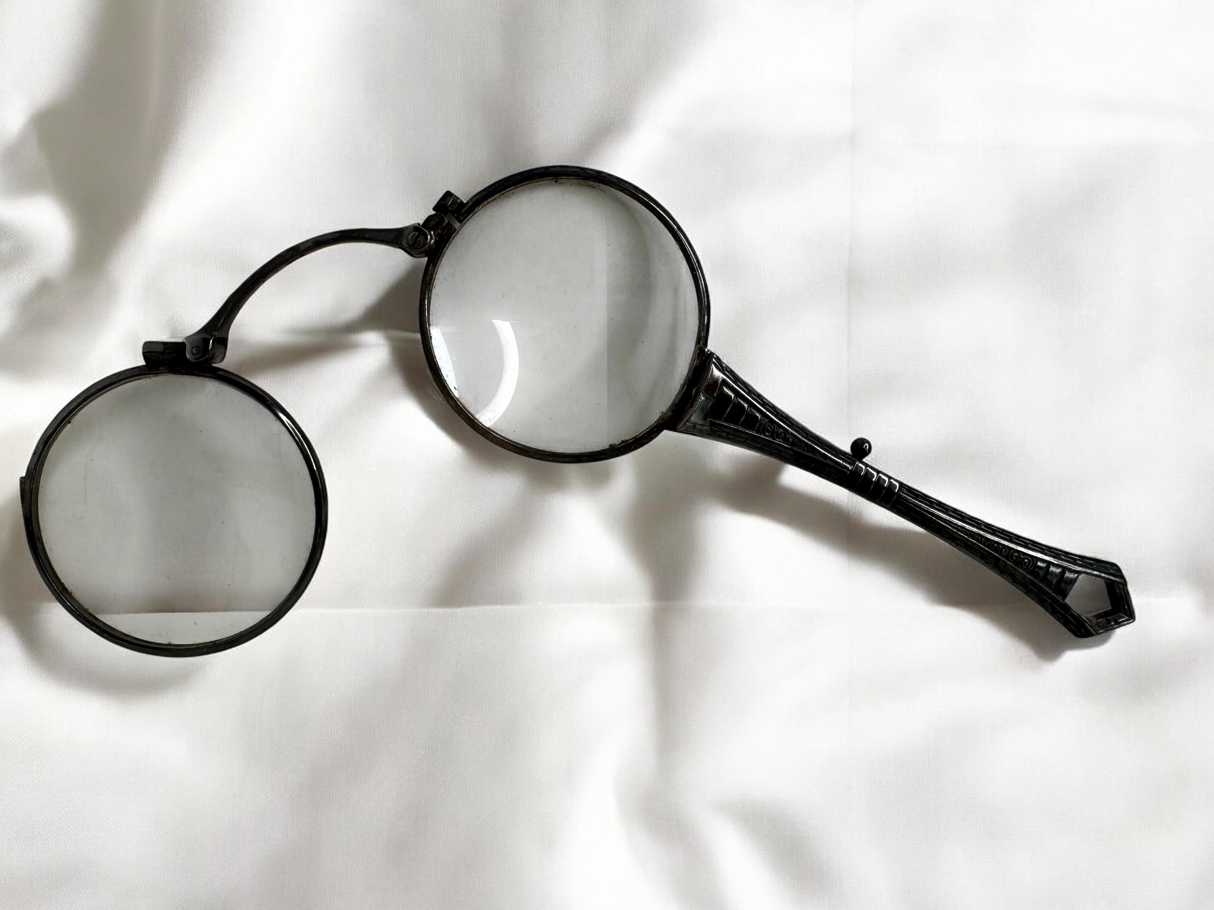 Art Nouveau Lorgnette Opera Glasses Folding Spectacles Antique German 835 Silver For Sale 8