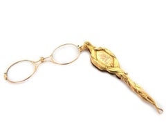Art Nouveau Lorgnettes Iris Glasses in 14K Yellow Gold