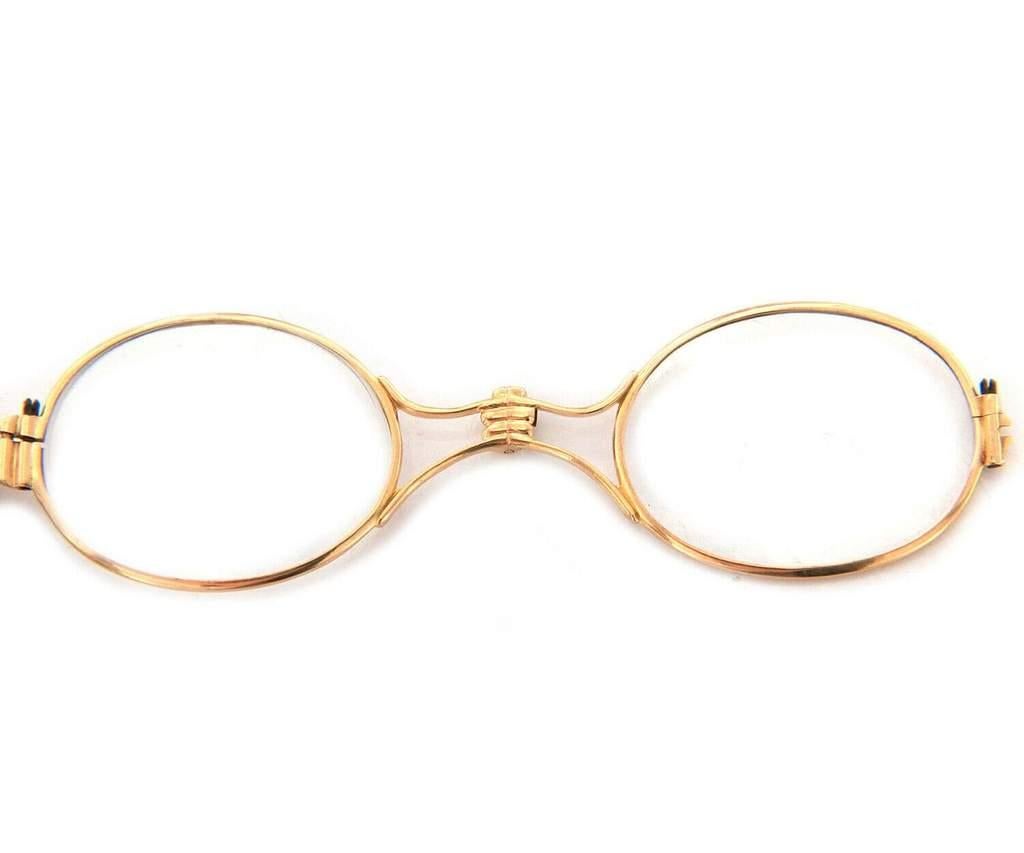 Women's Art Nouveau Lorgnettes Iris Glasses in 14K Yellow Gold For Sale