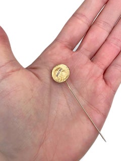 Jugendstil Louis Rault 18 Karat Gold Rosenschliff Diamant King Merovee Stick Pin, King Merovee
