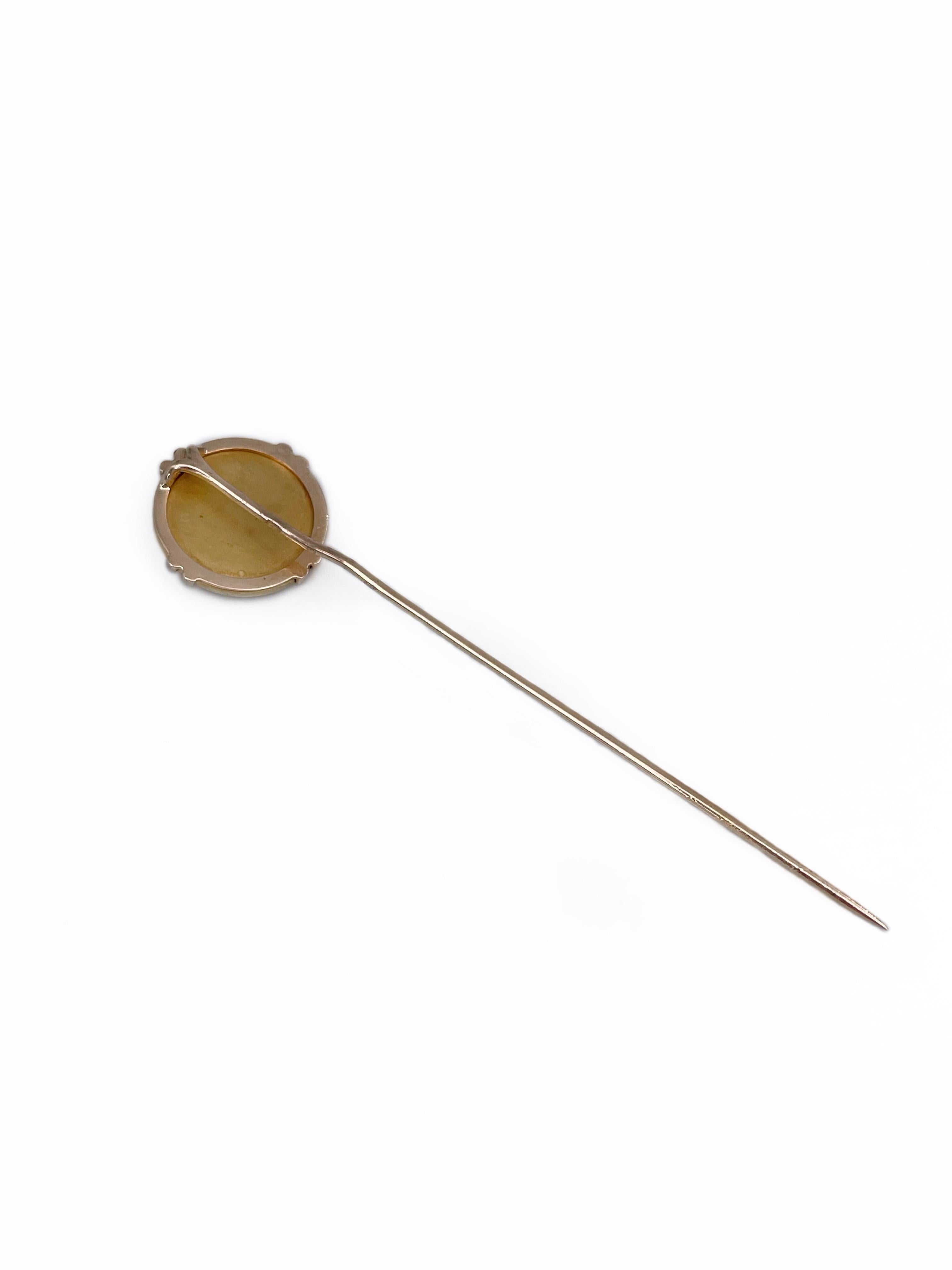 Women's or Men's Art Nouveau Louis Rault 18 Karat Gold Rose Cut Diamond King Merovee Stick Pin