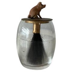 Art Nouveau - Lucky pig with glass container and brush, Vienna bronze