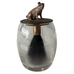 Antique Art Nouveau - Lucky pig with glass container and brush, Vienna bronze