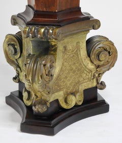 Art Nouveau Mahogany and Bronze Marble Top Pedestal