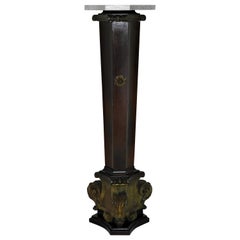 Art Nouveau Mahogany and Bronze Marble Top Pedestal