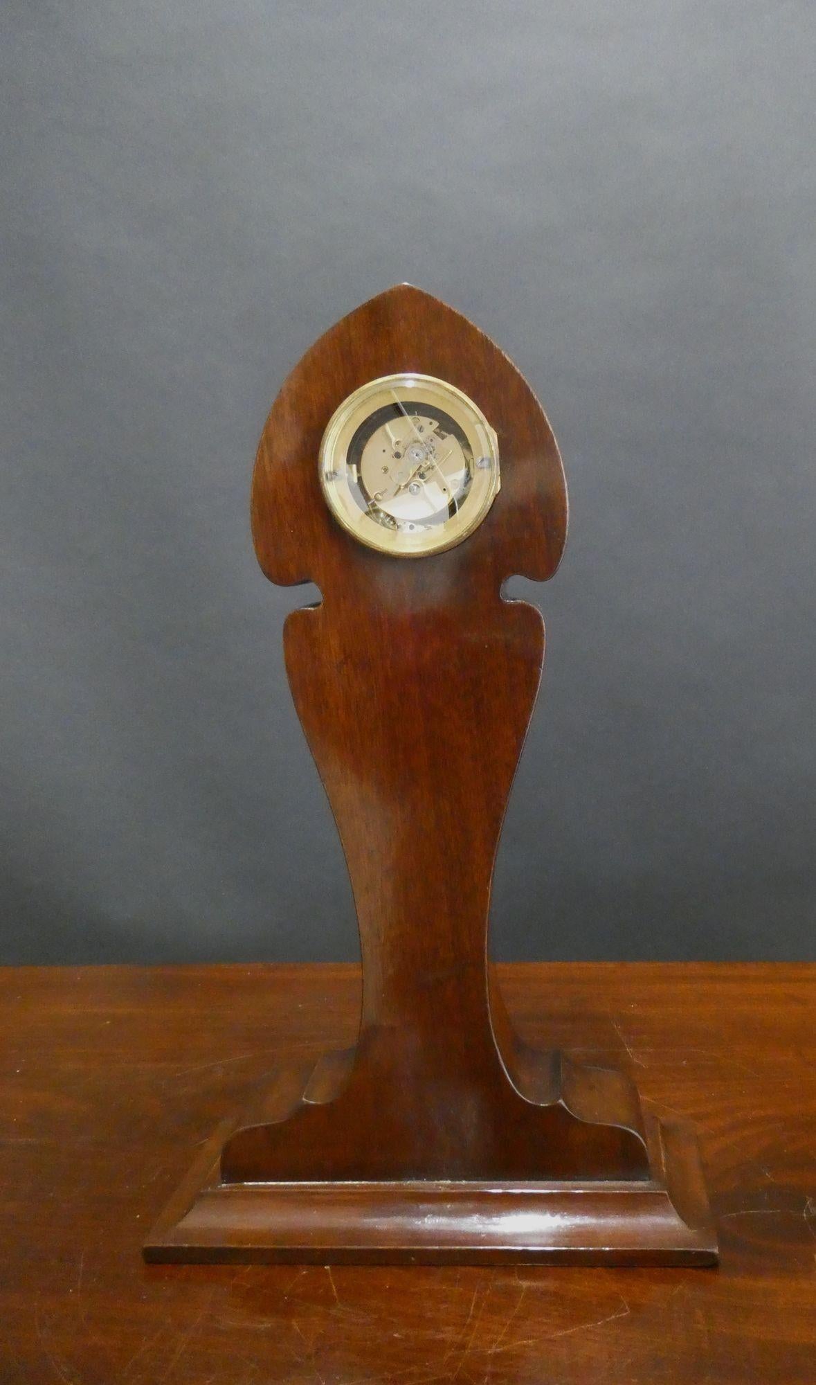 Early 20th Century Art Nouveau Mahogany and Silver Mantel Clock For Sale