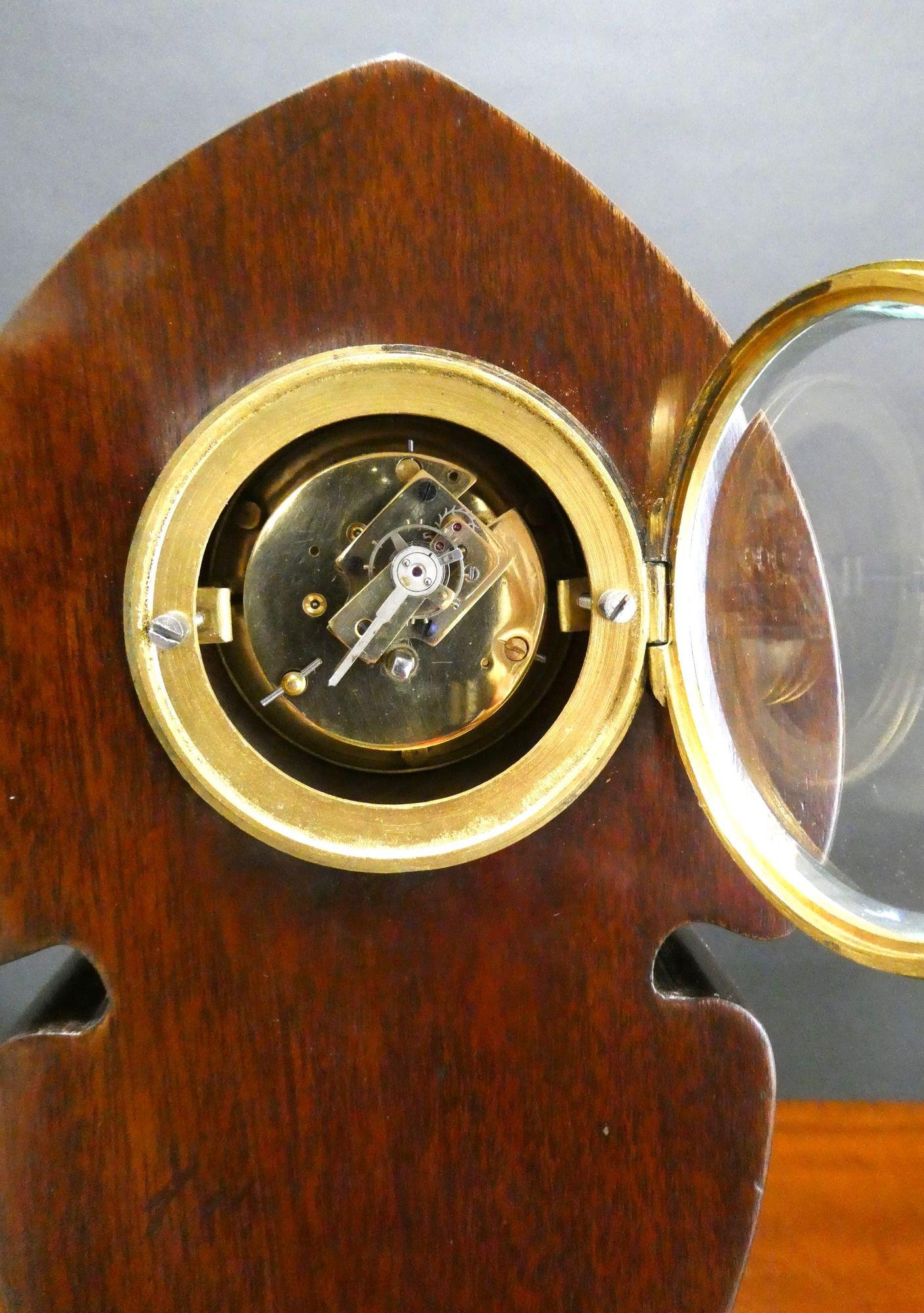 Art Nouveau Mahogany and Silver Mantel Clock For Sale 1
