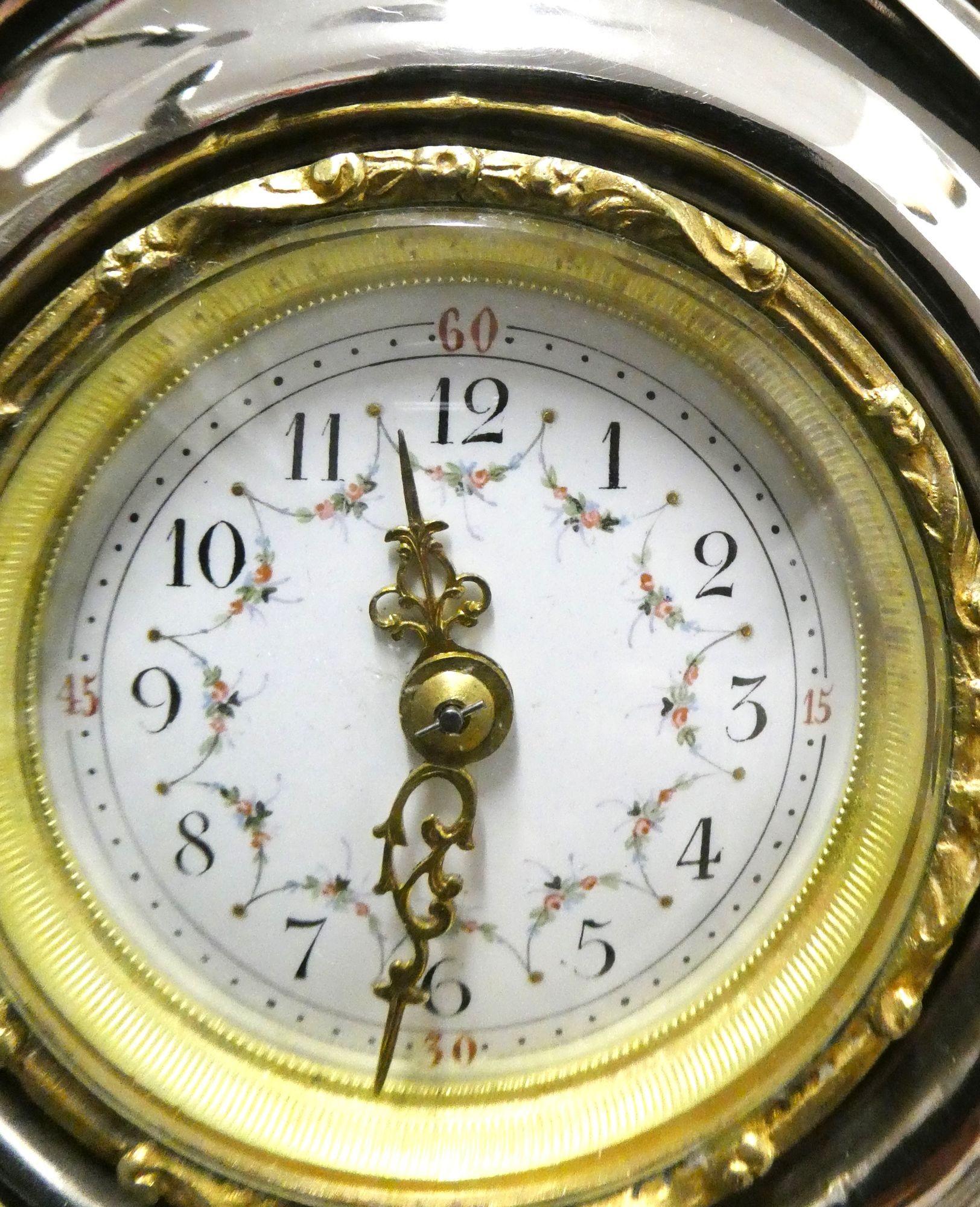 Art Nouveau Mahogany and Silver Mantel Clock For Sale 3