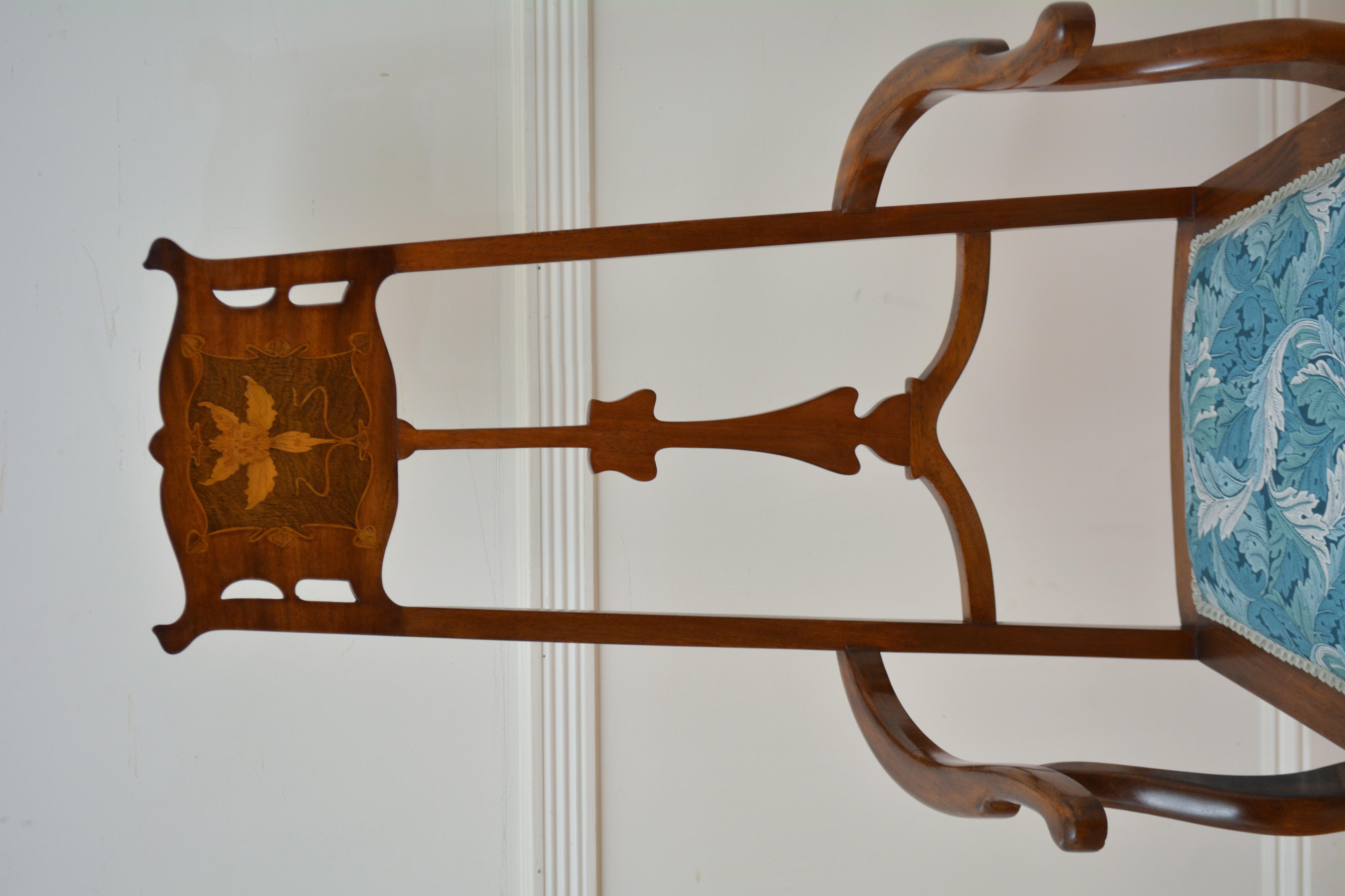 Jugendstil Mahagoni Sessel / Beistellstuhl (Art nouveau)