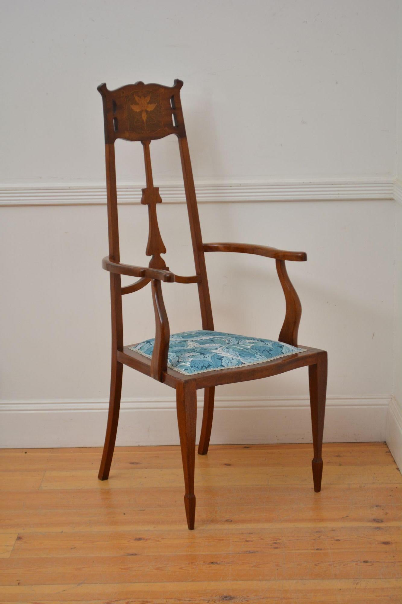 Britannique Fauteuil / Chaise d'appoint Art Nouveau en acajou en vente