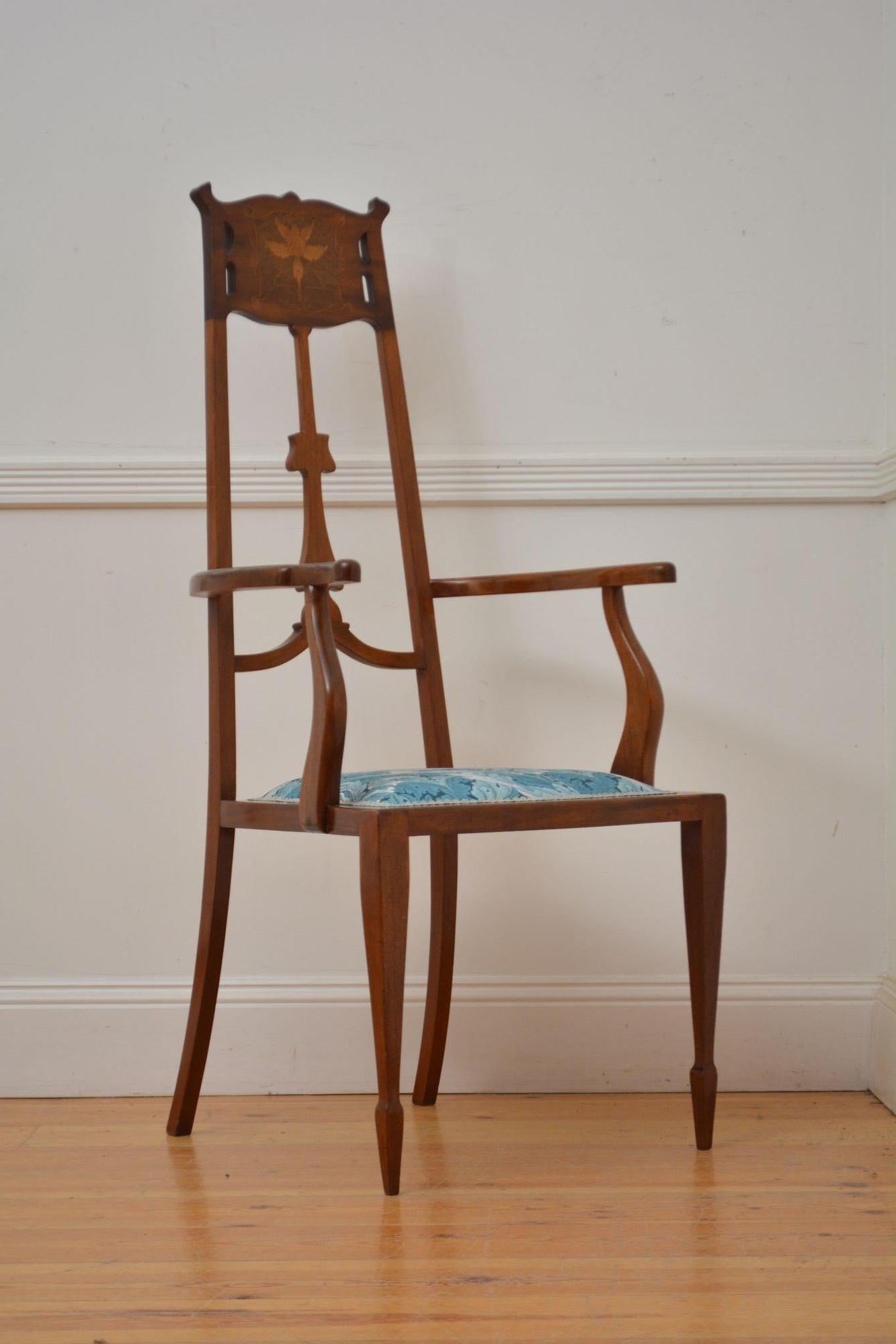 Fauteuil / Chaise d'appoint Art Nouveau en acajou Bon état - En vente à Whaley Bridge, GB