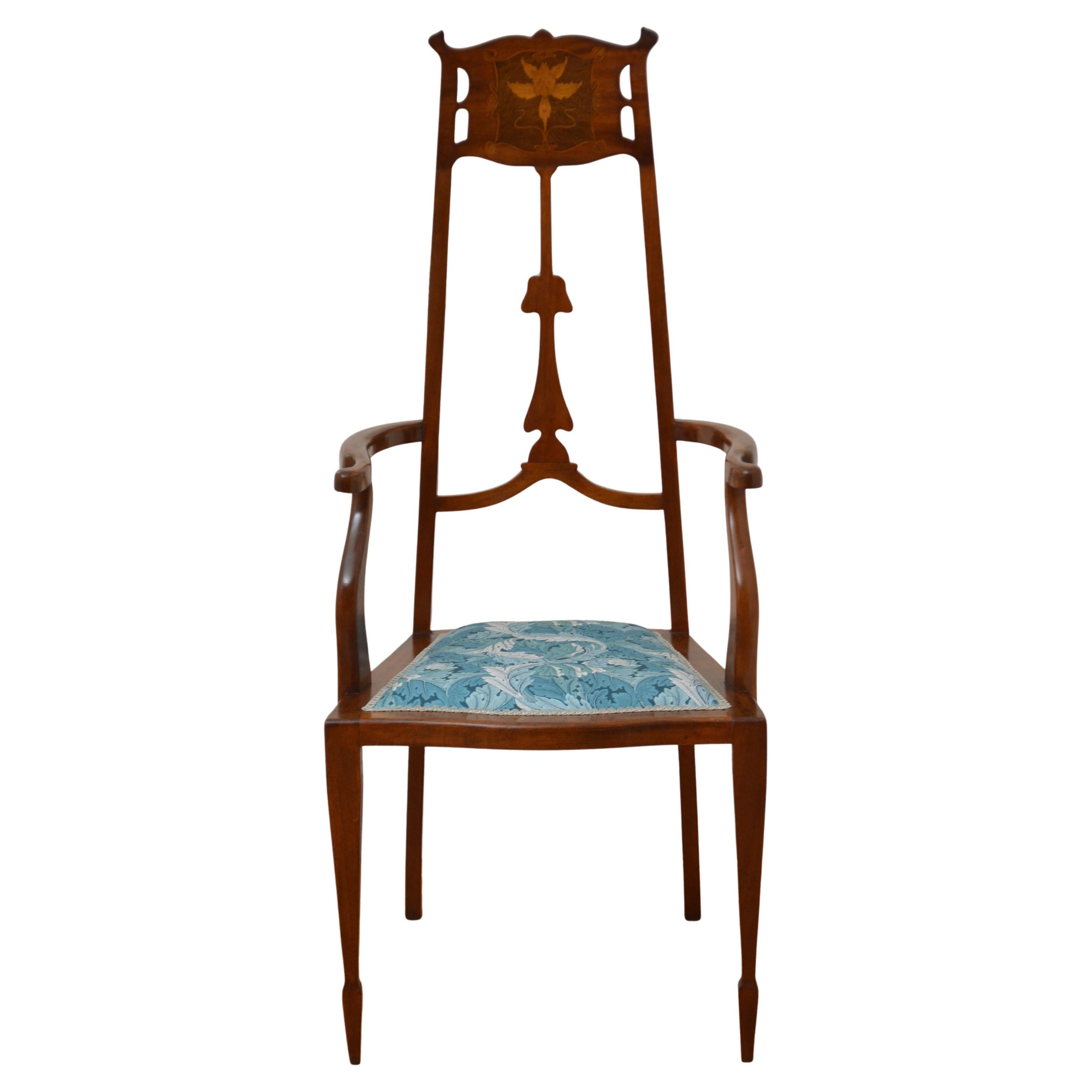 Jugendstil Mahagoni Sessel / Beistellstuhl