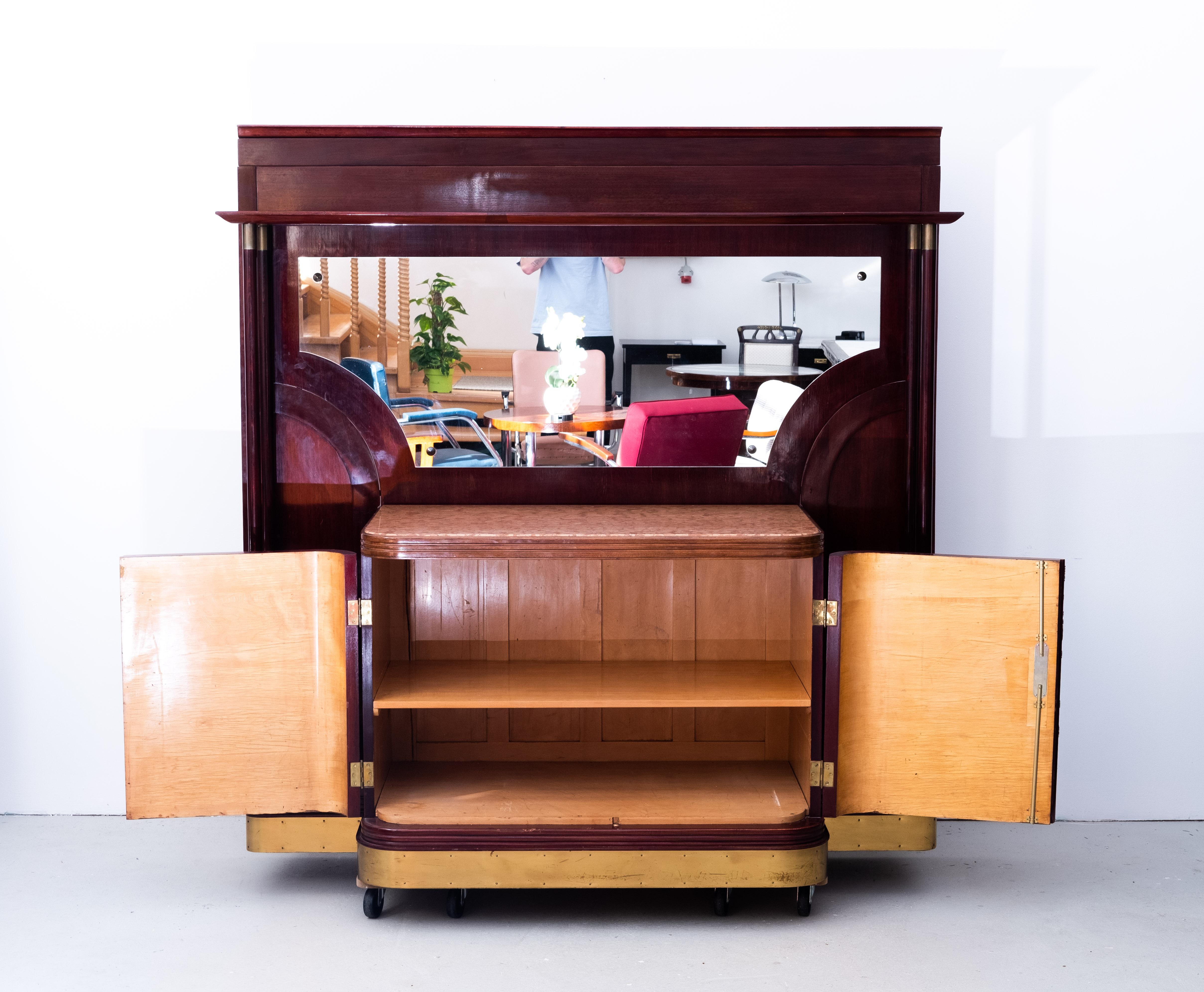 Early 20th Century Art Nouveau Mahogany-Buffet with matchless Brass-Applikation (Vienna, 1905) For Sale