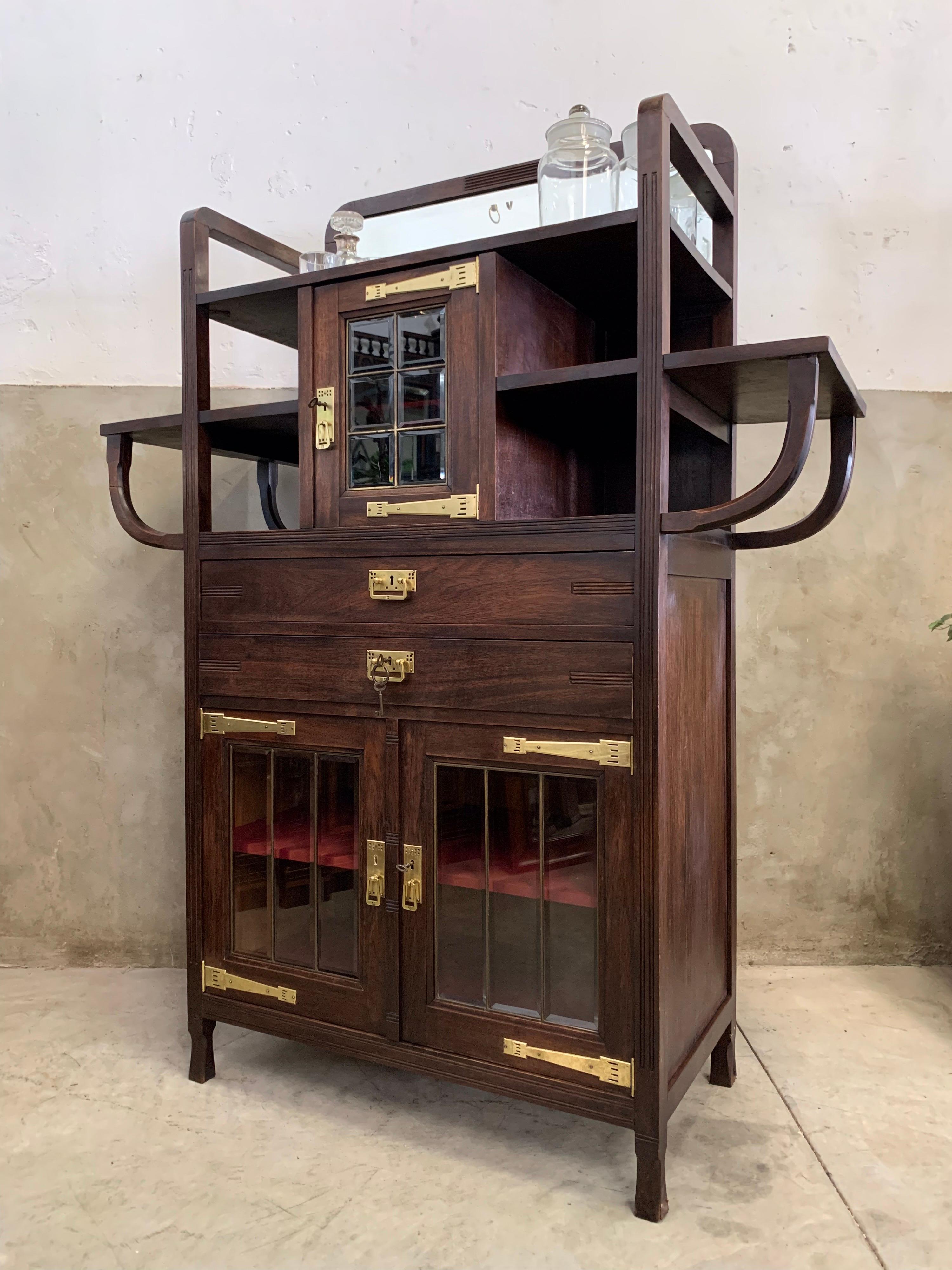 Art Nouveau Mahogany Cabinet, Early 1900's 1