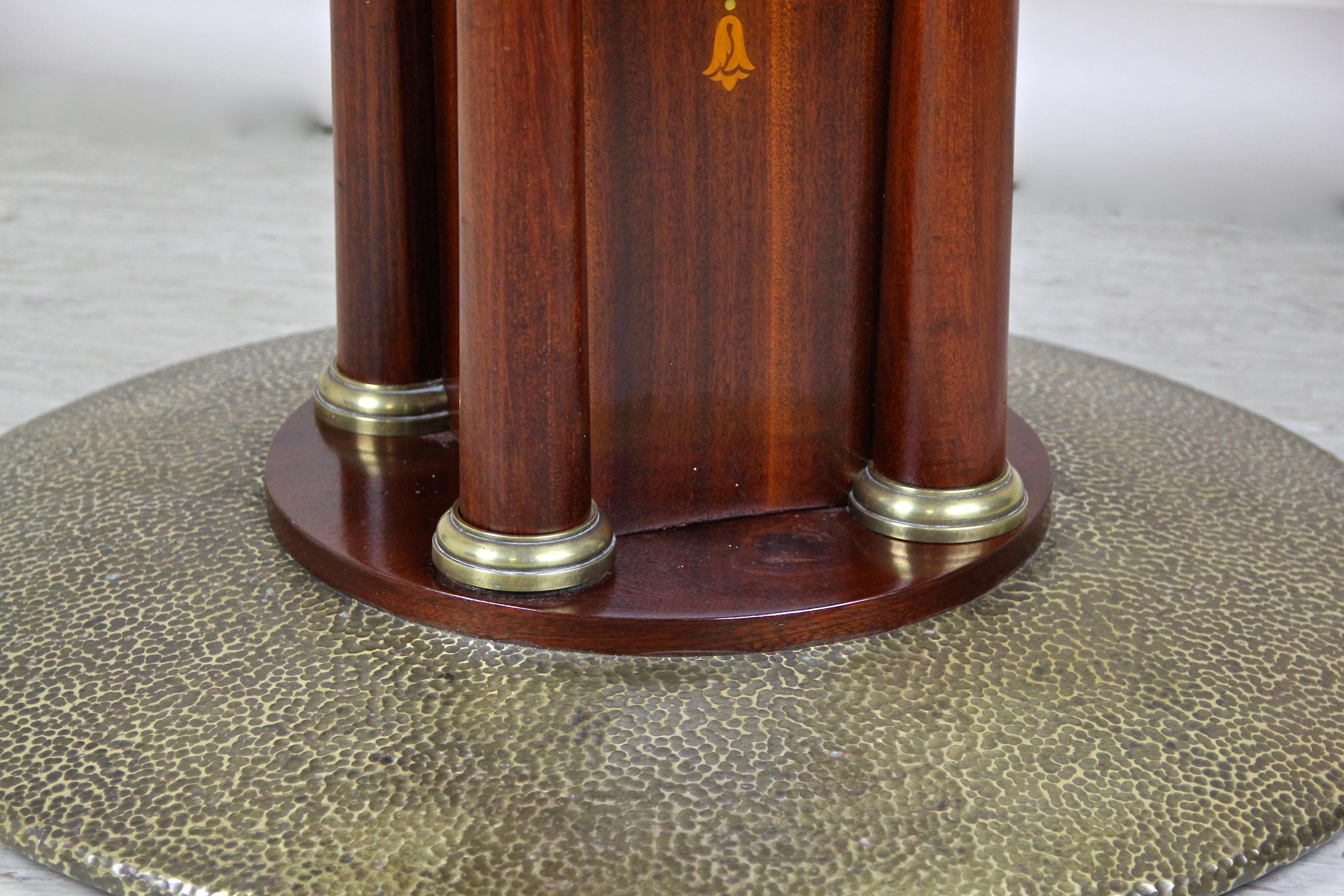 Art Nouveau Mahogany Gaming Table with Hammered Brass Base, Austria, circa 1910 7
