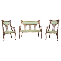 Art Nouveau Mahogany Living Room Set, 1910, Set of 3