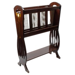 Art Nouveau Mahogany magazine rack with fruitwood & mother of pearl inlay C1900