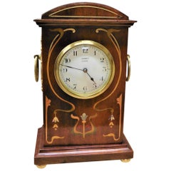 Antique Art Nouveau Mahogany Mantel Clock