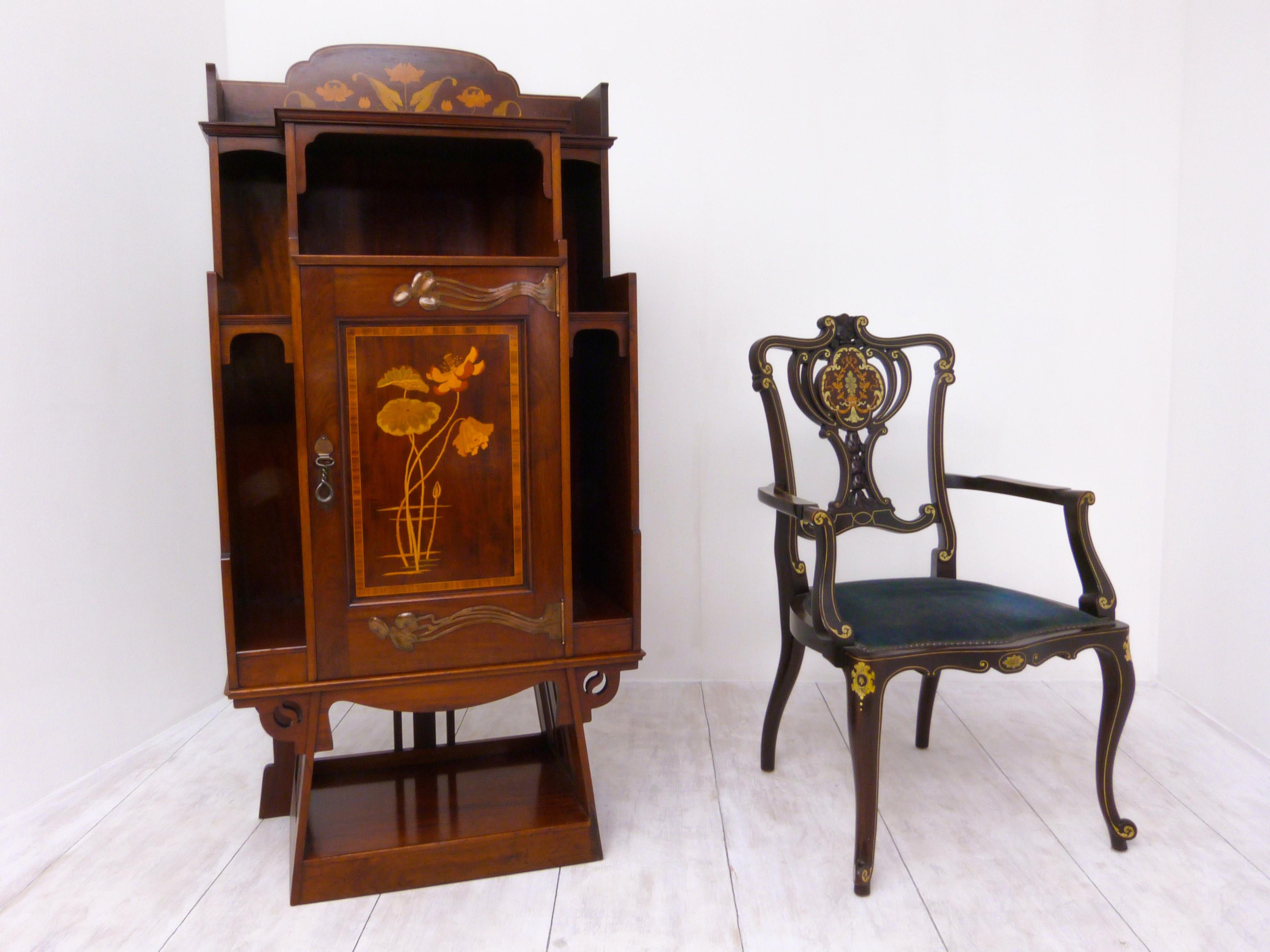Art Nouveau Mahogany Music Cabinet 7