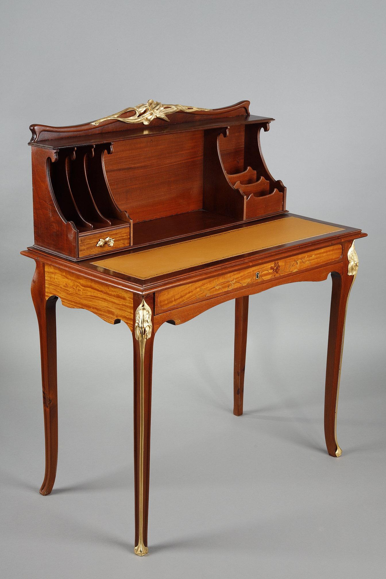 French Art Nouveau Mahogany stepped desk For Sale
