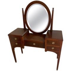 Art Nouveau Mahogany Vanity Desk And Mirror Made In Sweden
