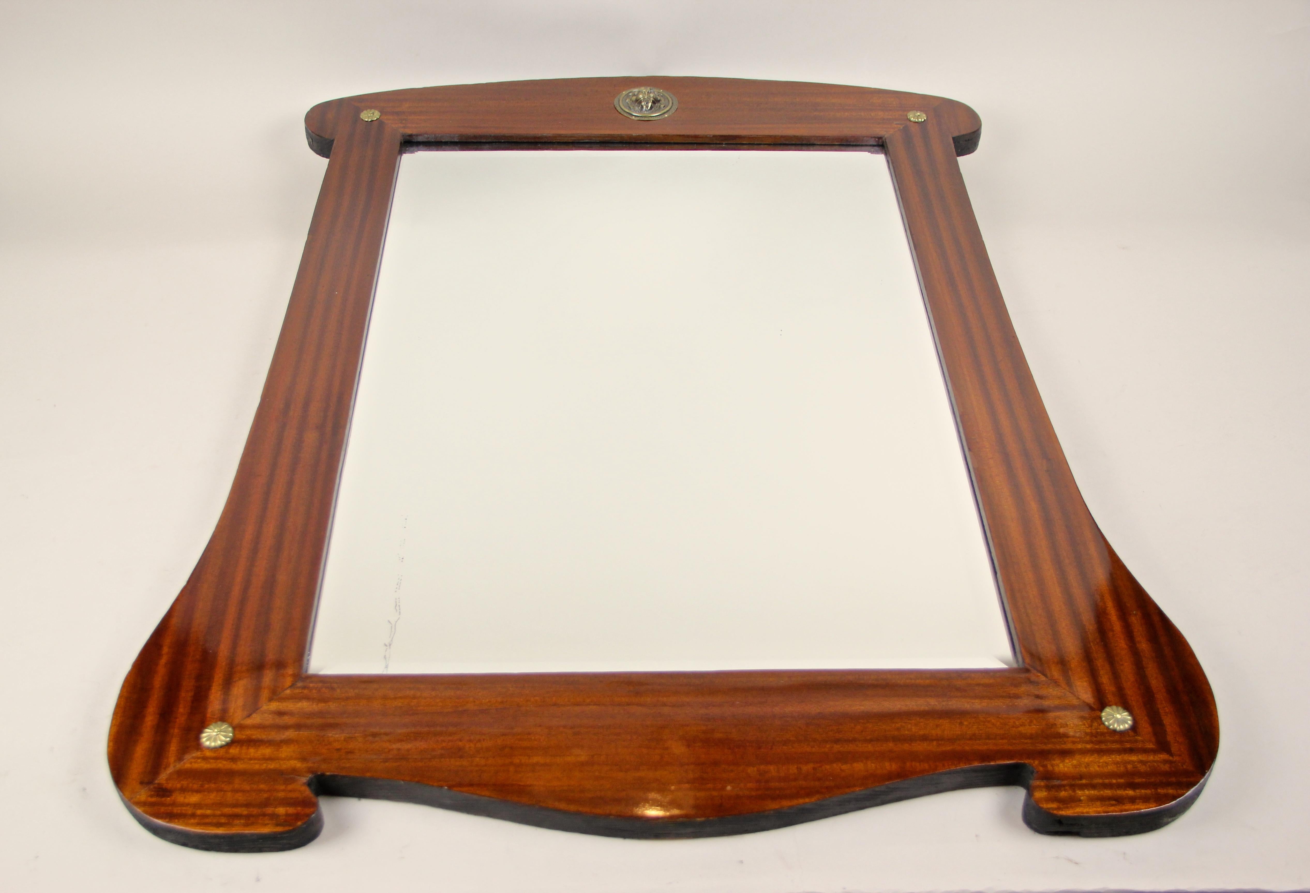 Art Nouveau Mahogany Wall Mirror with Facet Cut, Austria, circa 1900 4