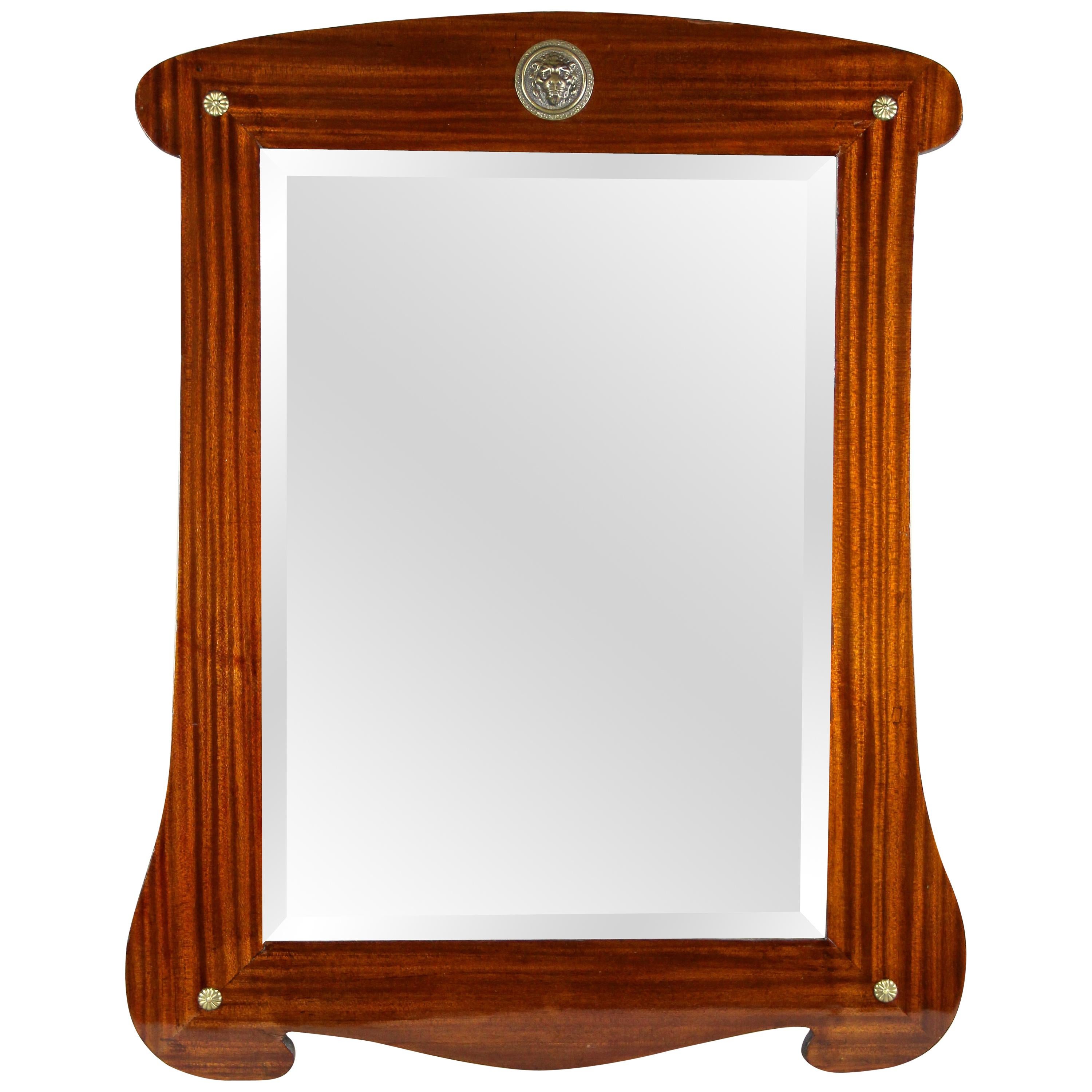 Art Nouveau Mahogany Wall Mirror with Facet Cut, Austria, circa 1900