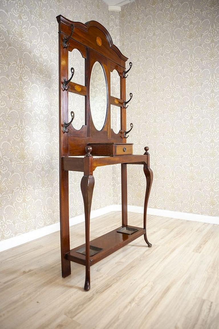 Art Nouveau Mahogany Wardrobe in Brown with Mirror, circa 1912 In Good Condition In Opole, PL