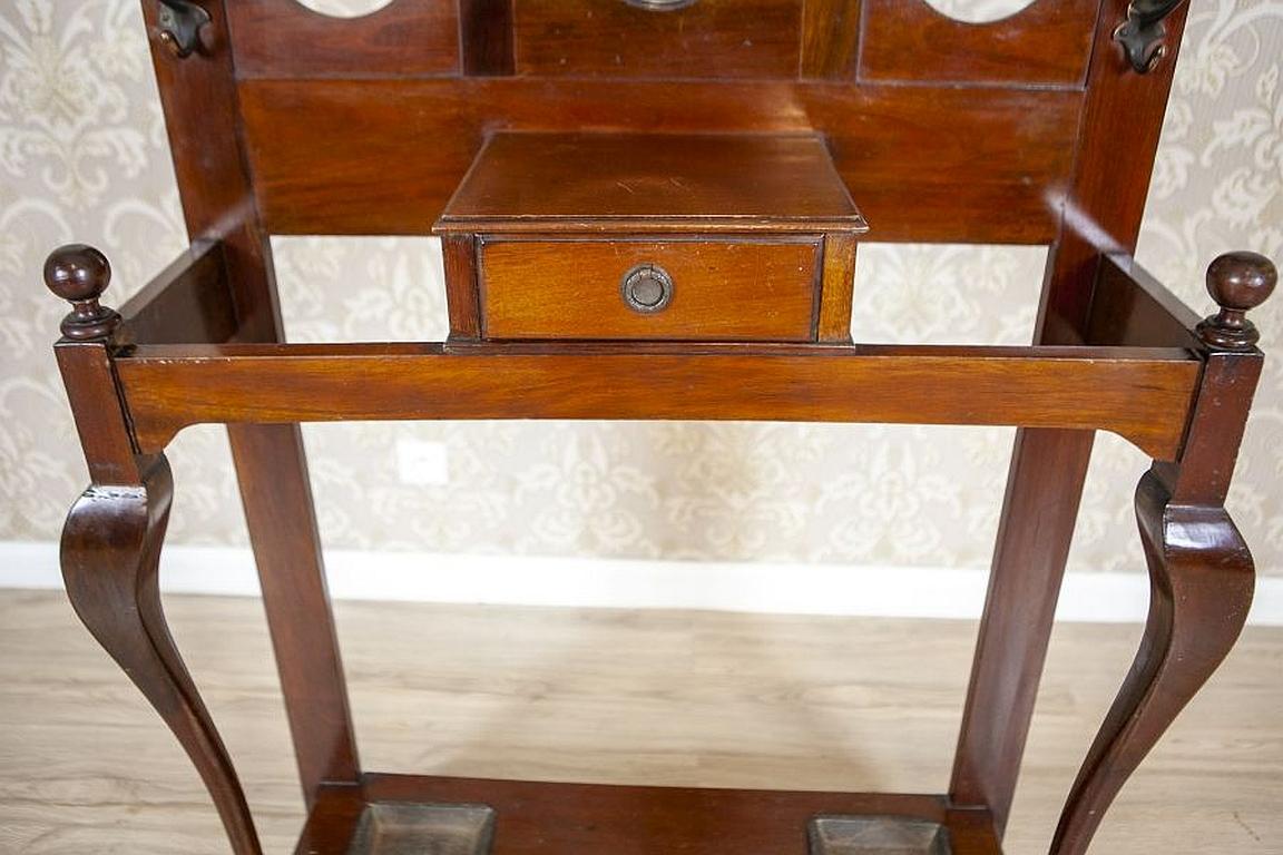 Brass Art Nouveau Mahogany Wardrobe in Brown with Mirror, circa 1912