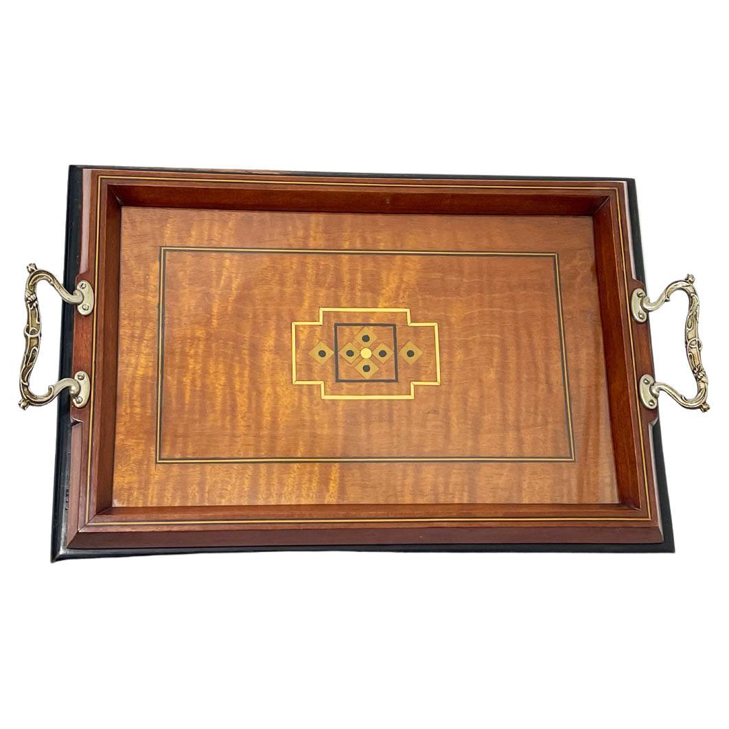Art Nouveau Mahogany Wooden Serving Tray