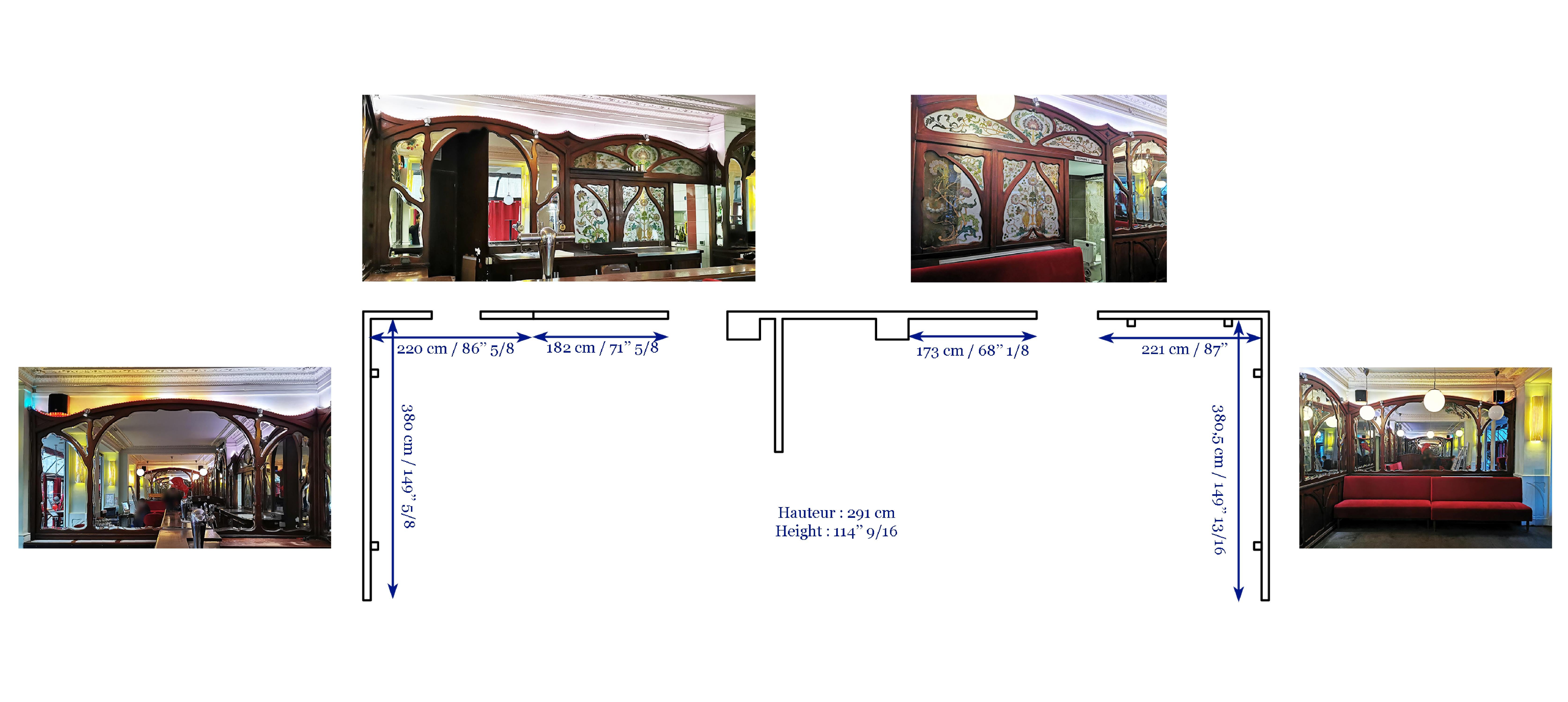 Art Nouveau mahogany woodwork from Café Barjot in Paris, 1905 For Sale 10