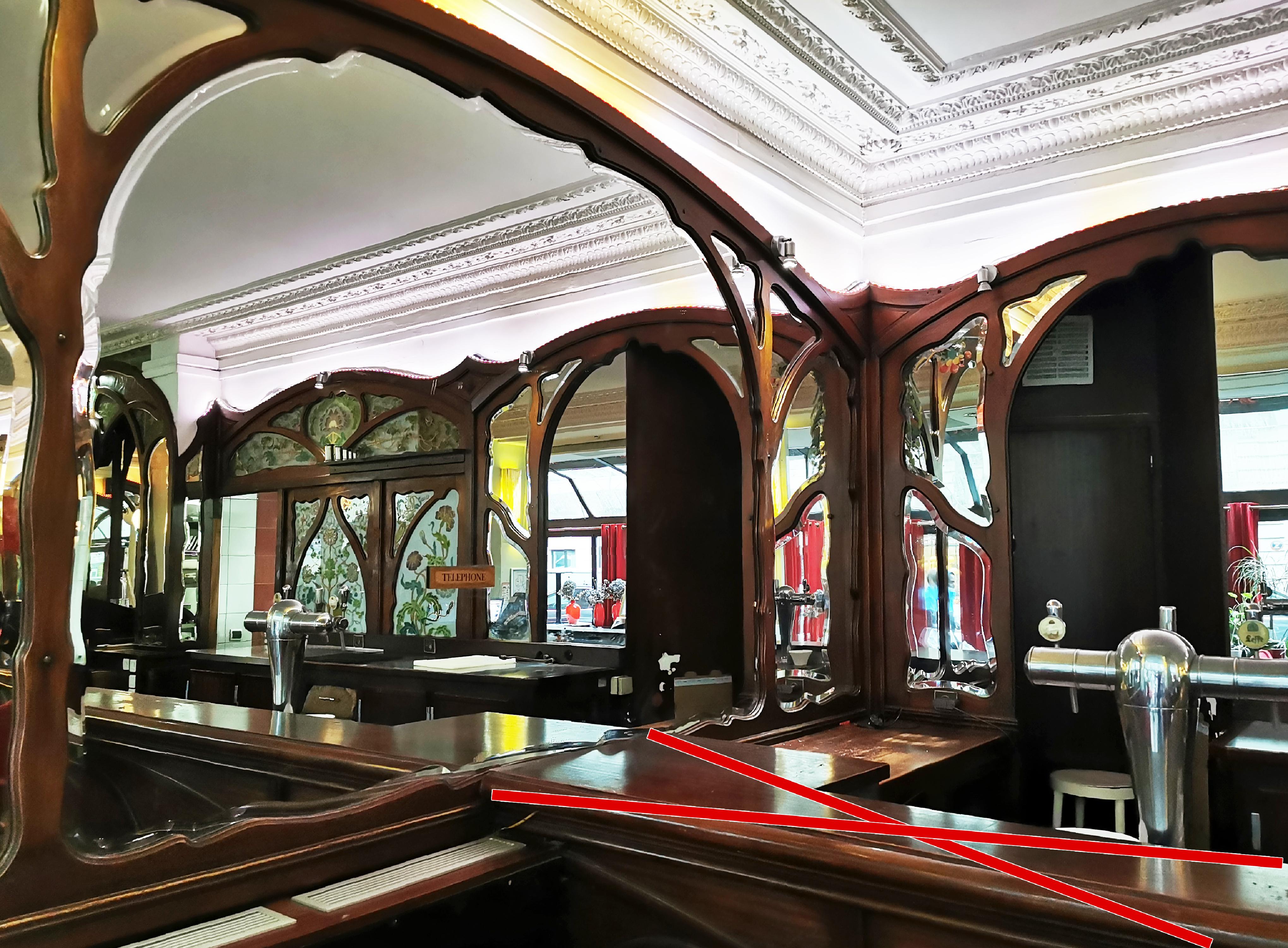 Hand-Carved Art Nouveau mahogany woodwork from Café Barjot in Paris, 1905 For Sale