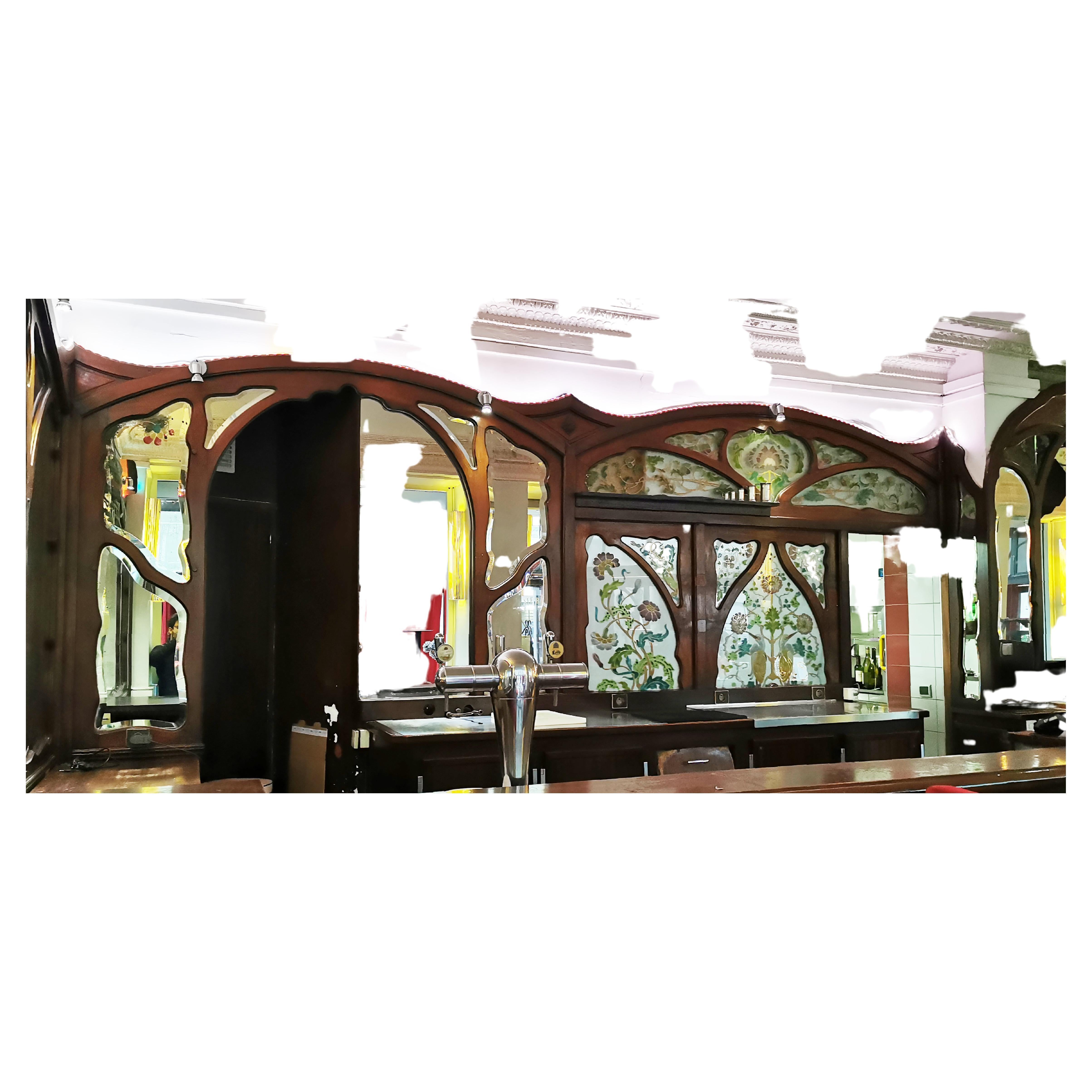 Art Nouveau mahogany woodwork from Café Barjot in Paris, 1905 For Sale