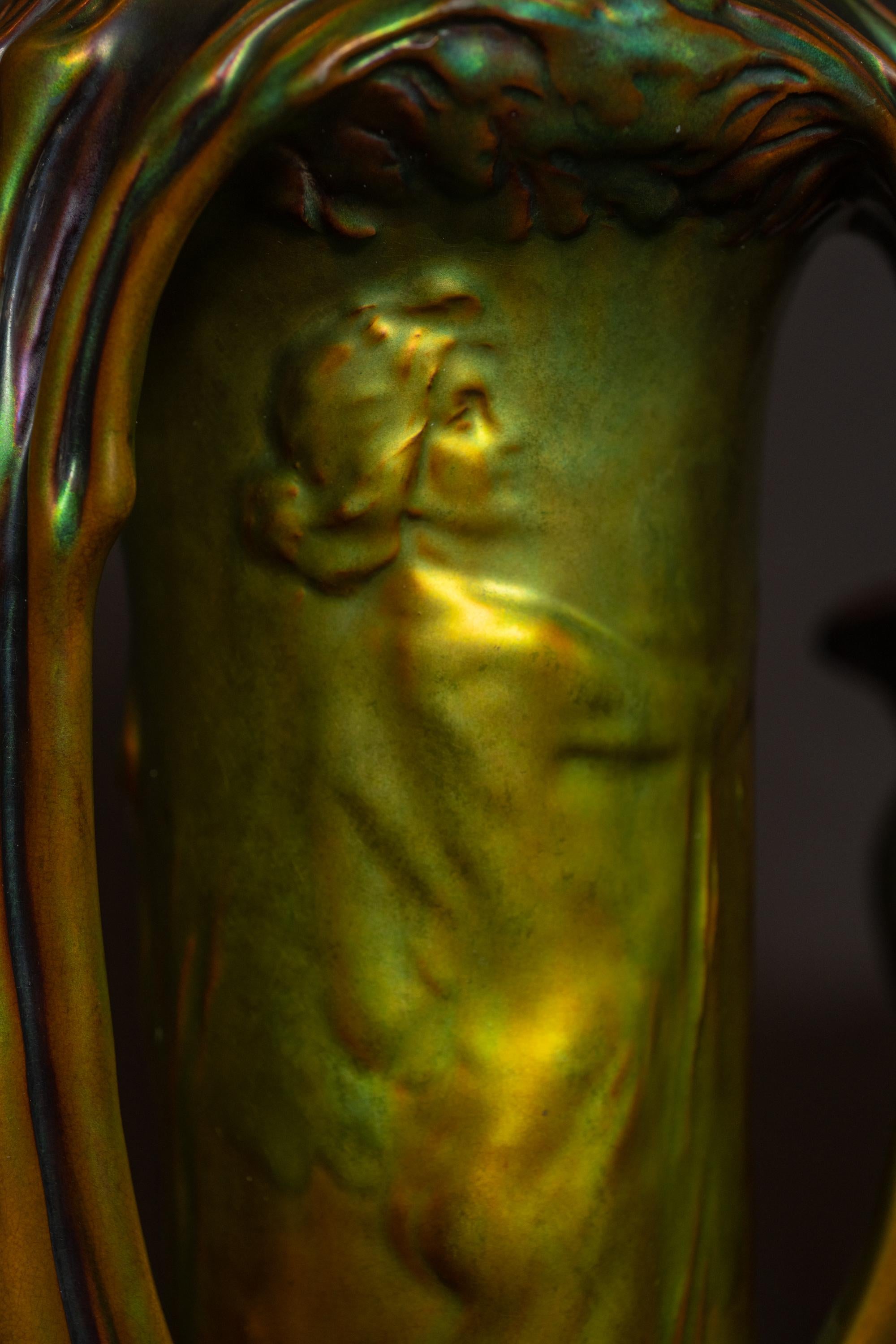 Early 20th Century Art Nouveau Maidens Vase by Sándor Apáti-Abt for Zsolnay