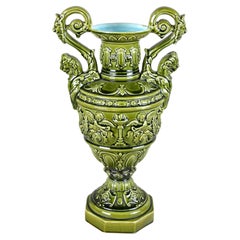 Antique Art Nouveau Majolica Amphora Vase by Schuetz Cilli, circa 1900