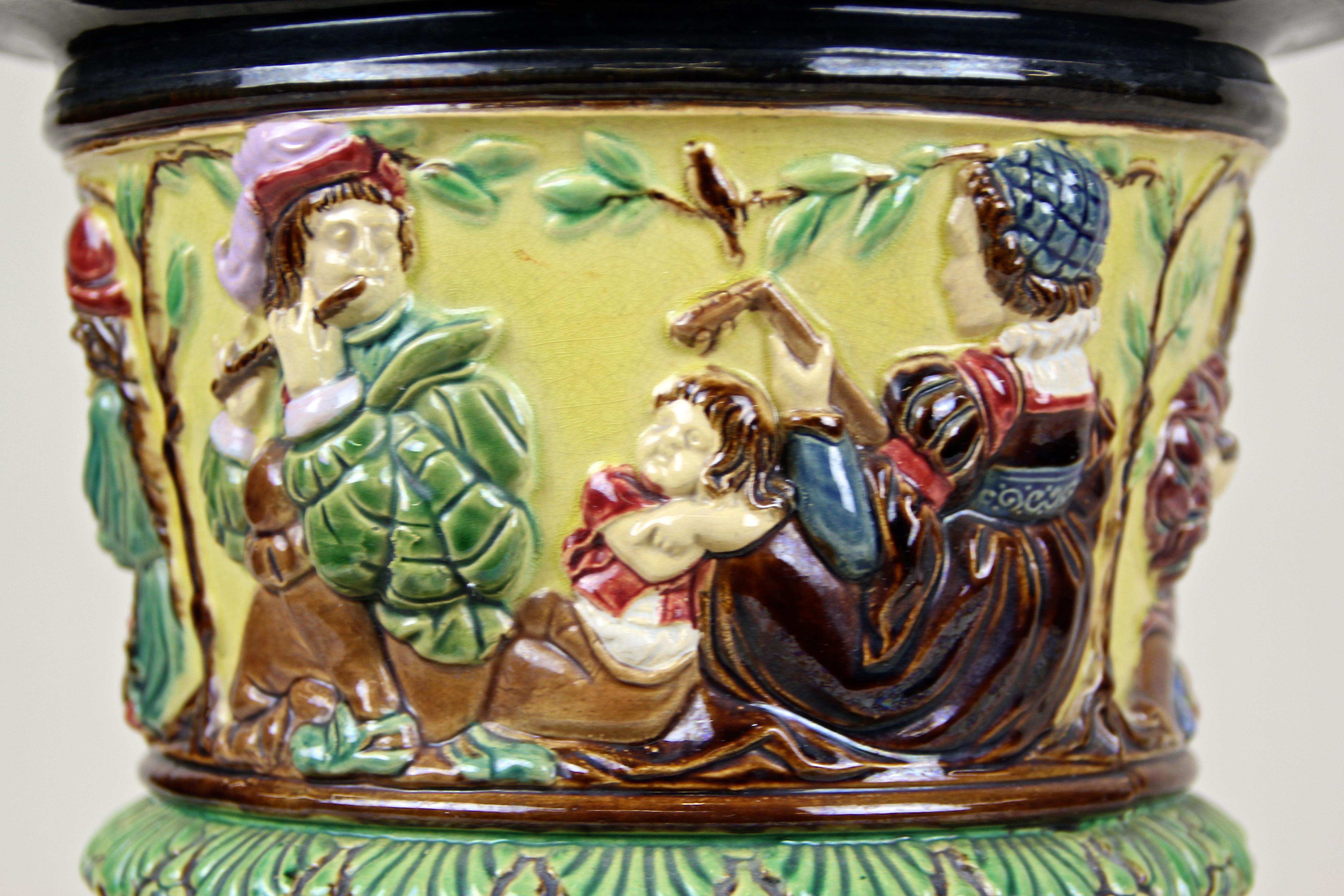 Art Nouveau Majolica Amphora Vase by Wilhelm Schiller & Son, Bohemia, circa 1900 3