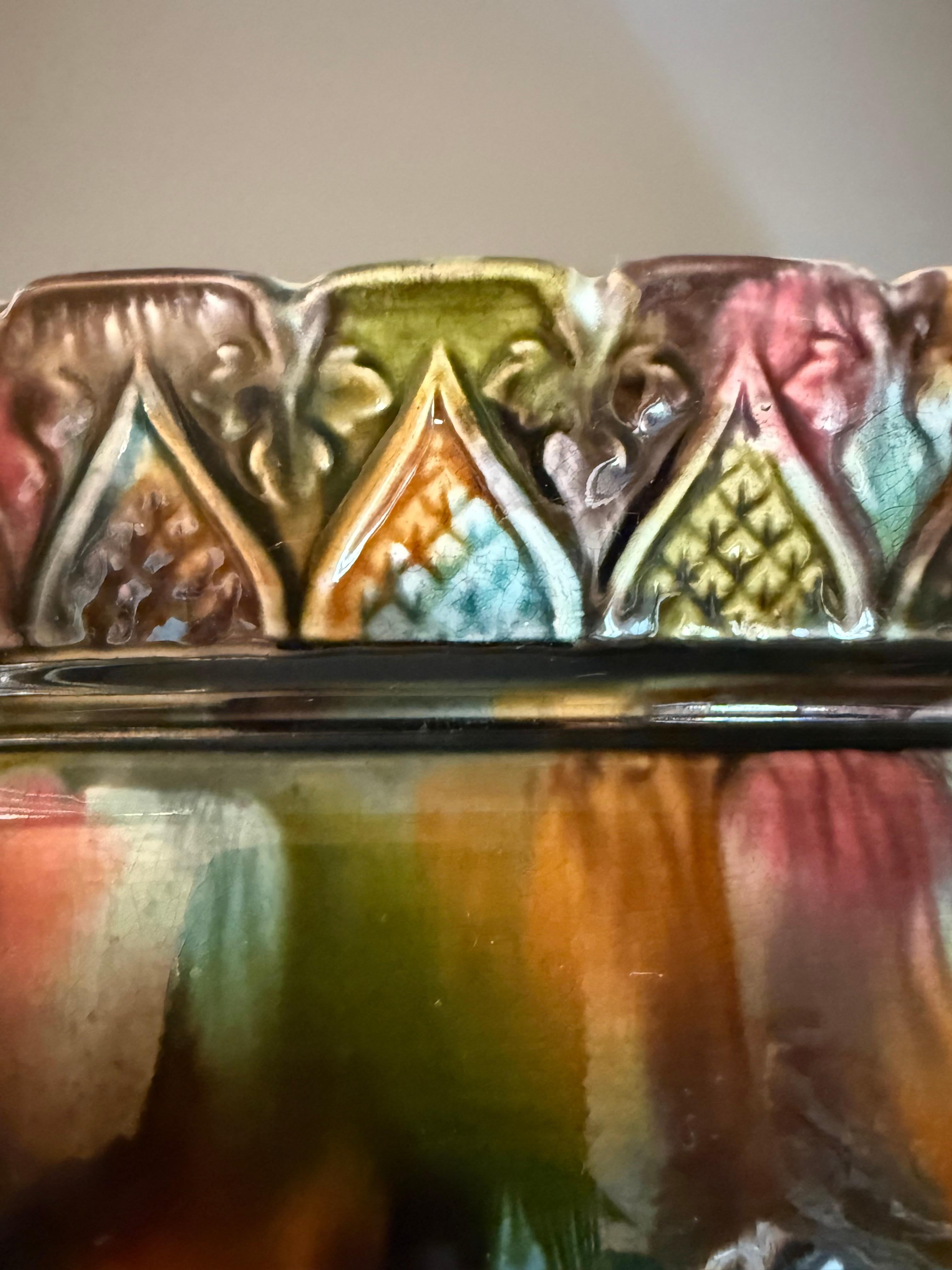 Art. Nouveau Majolica Cachepot Gardinieres Planter Rörstrand Sweden 1898 For Sale 5