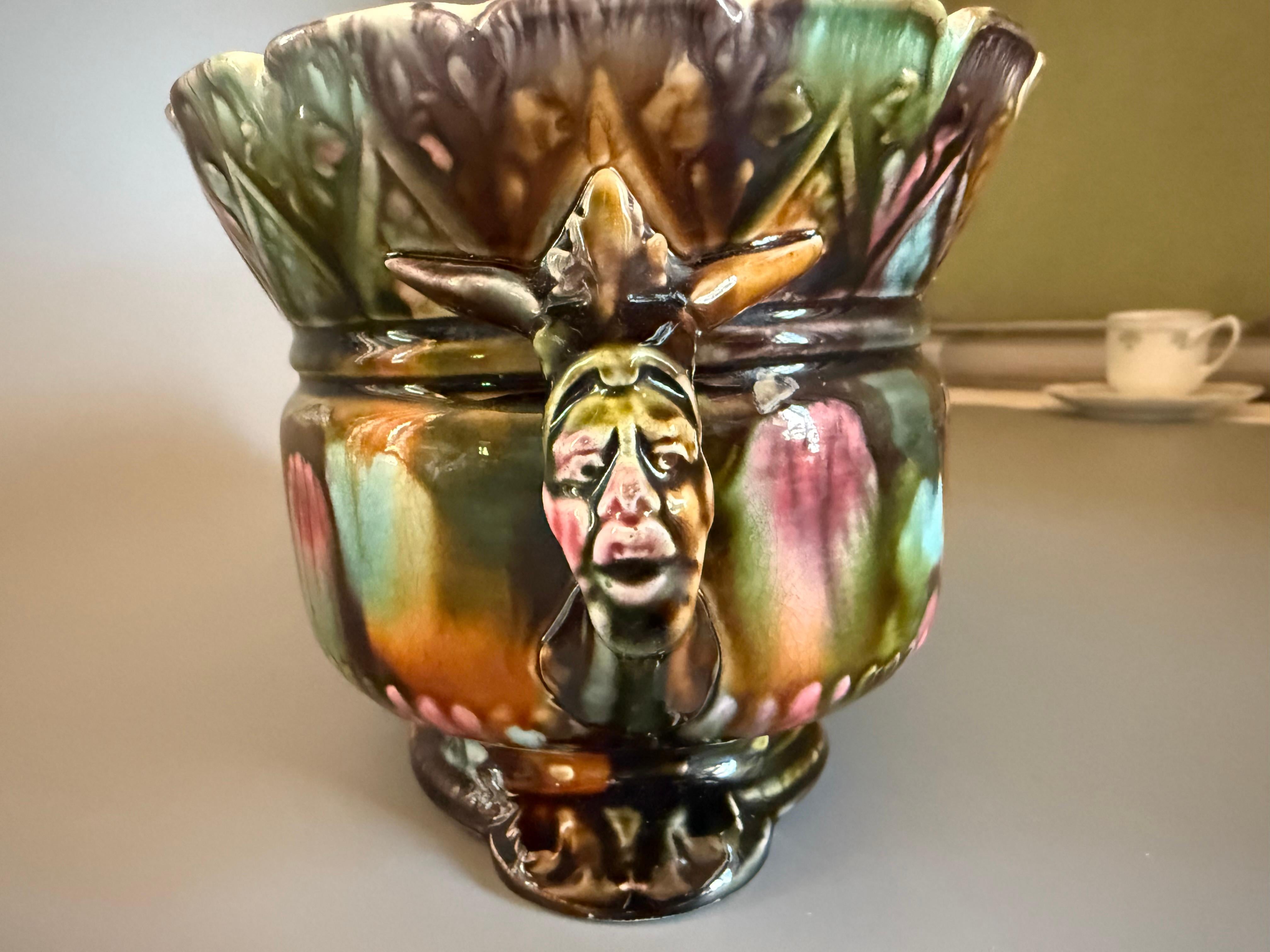 Art. Nouveau Majolica Cachepot Gardinieres Planter Rörstrand Sweden 1898 In Good Condition For Sale In Uppsala , SE