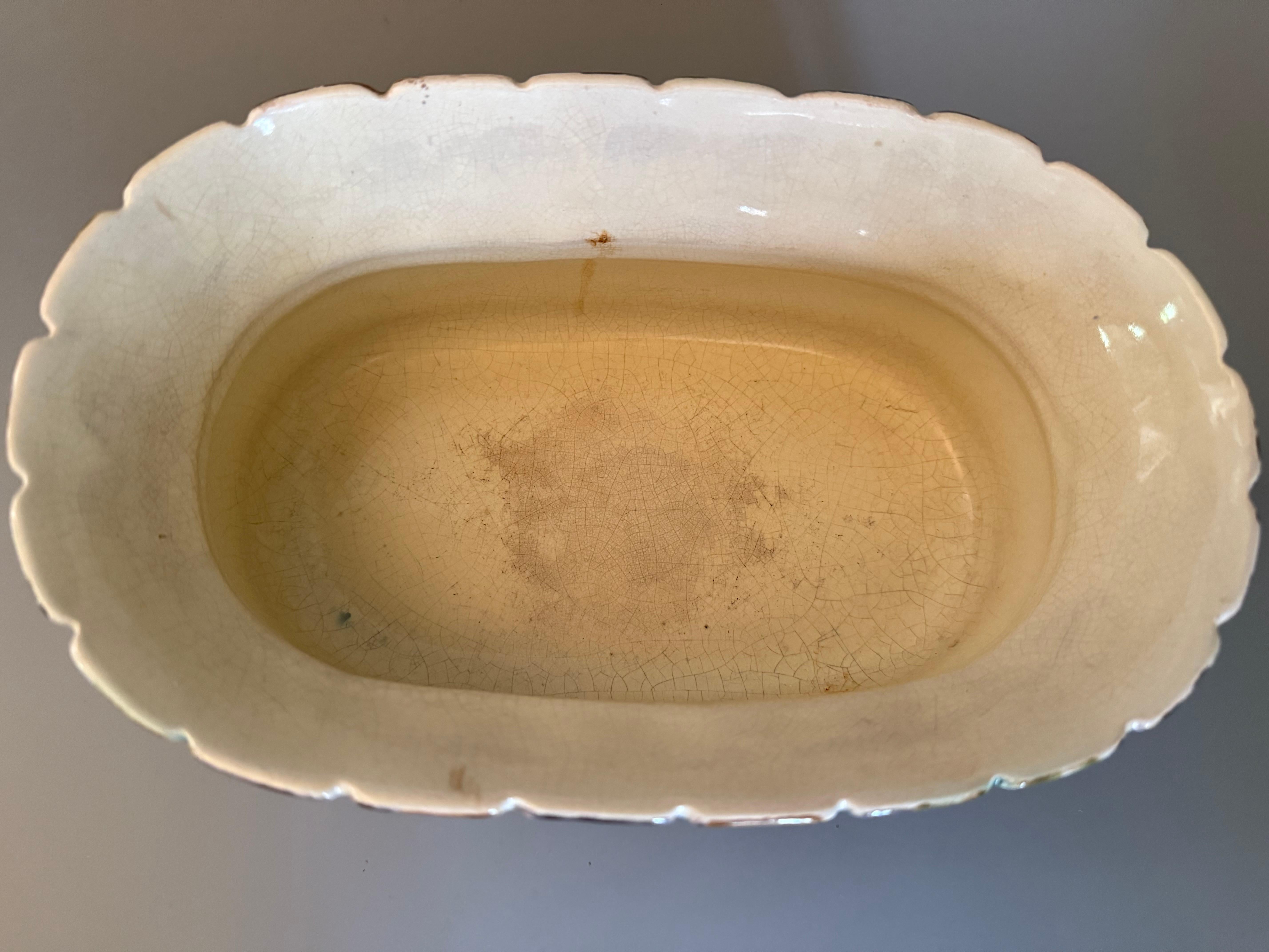 Late 19th Century Art. Nouveau Majolica Cachepot Gardinieres Planter Rörstrand Sweden 1898 For Sale