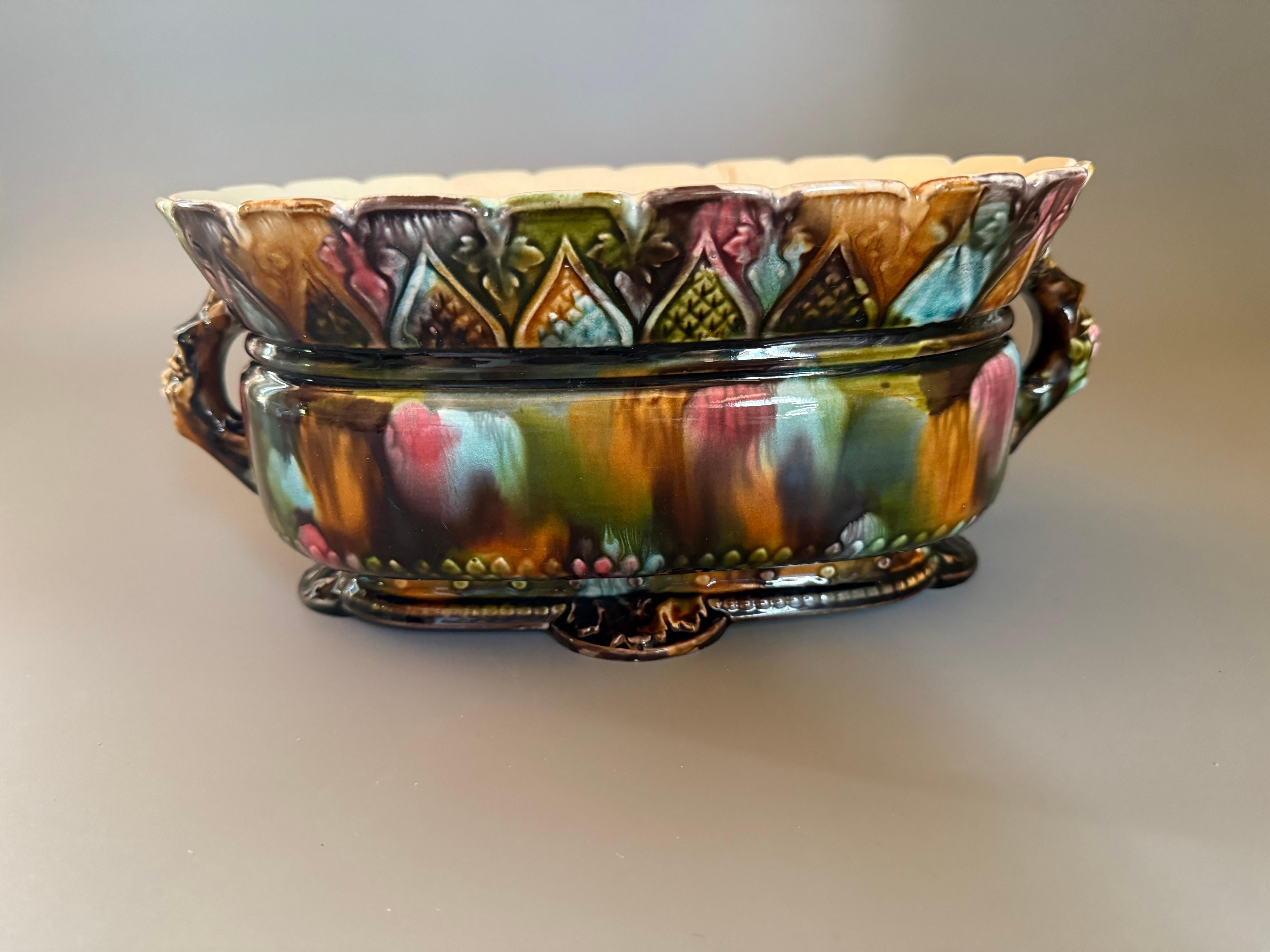 Art. Nouveau Majolica Cachepot Gardinieres Planter Rörstrand Sweden 1898 For Sale 1