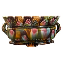 Art. Nouveau Majolica Cachepot Gardinieres Planter Rörstrand Sweden 1898