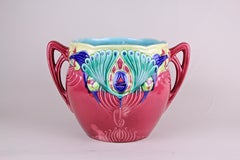 Art Nouveau Majolica Cachepot Marked, France, circa 1910