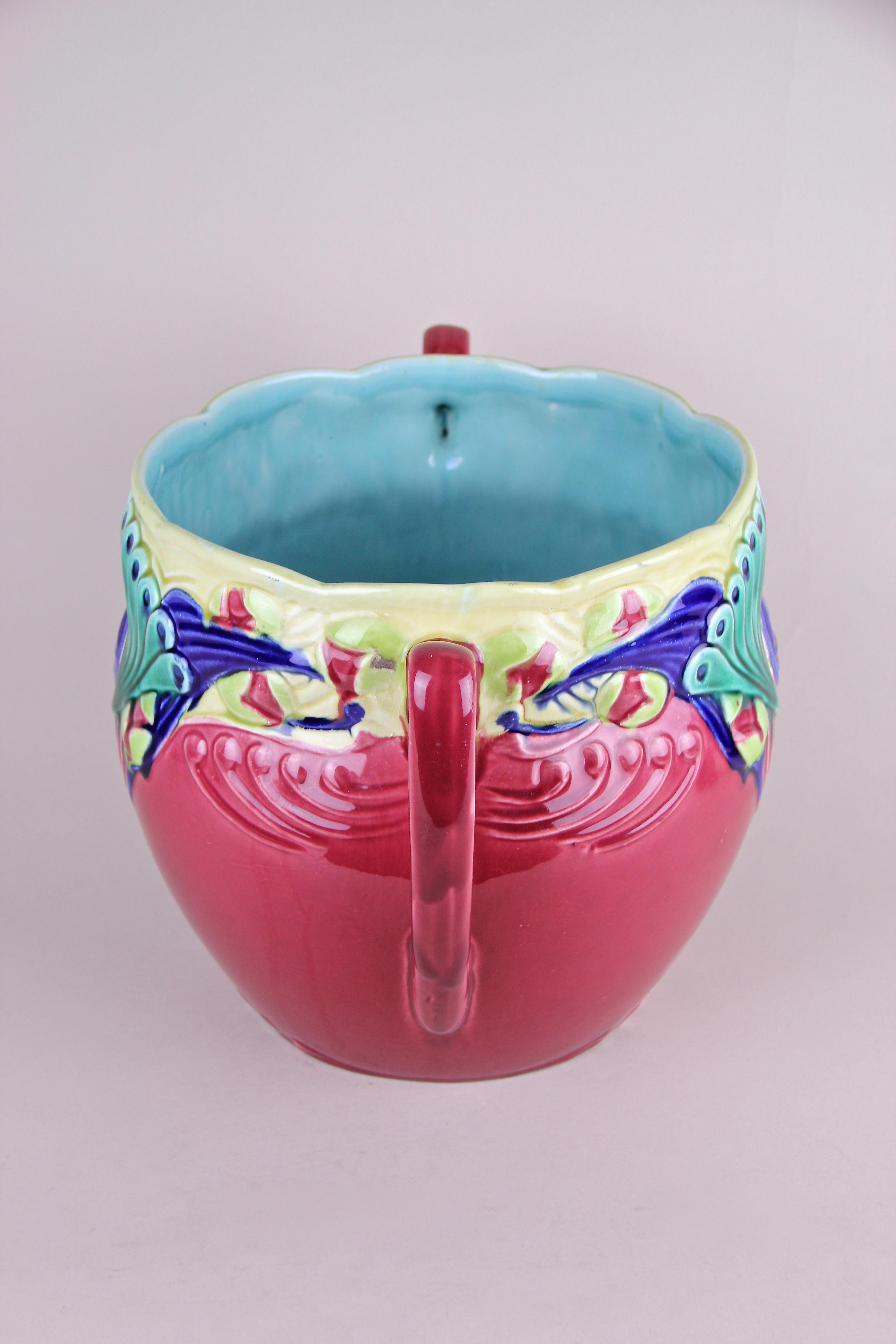 Art Nouveau Majolica Cachepot Marked, France, circa 1910 In Good Condition In Lichtenberg, AT