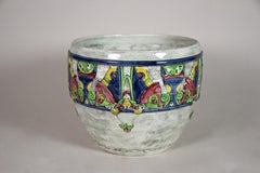 Art Nouveau Majolica Cachepot Venezia Design by J. Dressler, Austria, ca. 1910