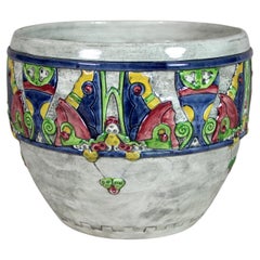 Jugendstil-Aschenbecher aus Majolika im Venezia-Design von J. Dressler, Österreich, ca. 1910