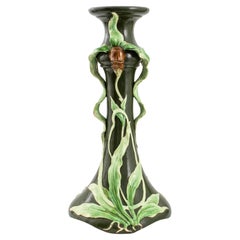 Art Nouveau Majolica Ceramic Plant Stand