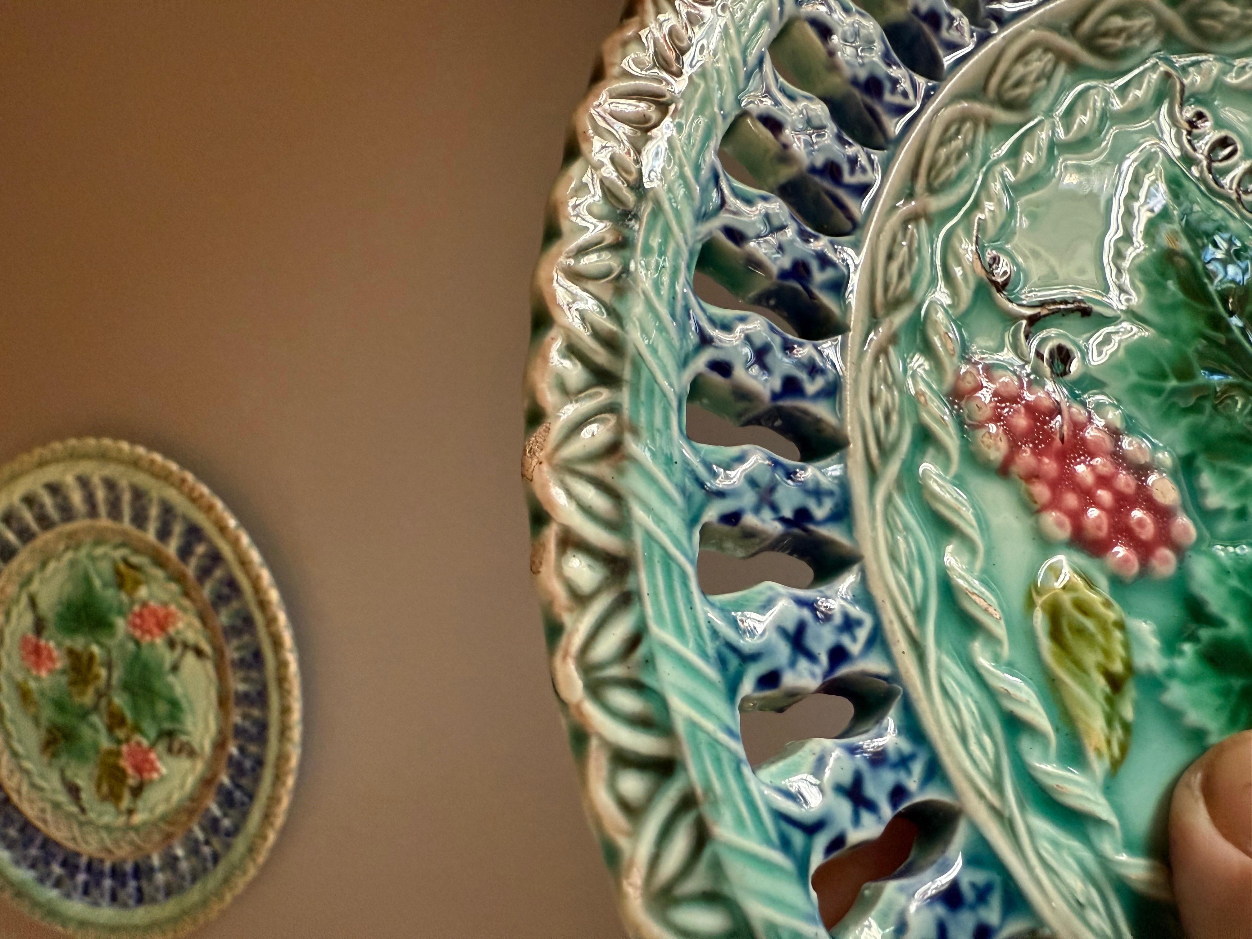 Art Nouveau Majolica Floral Four Plates Germany For Sale 8