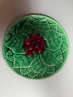Art  Nouveau Majolica Green Barbotine Atelier Serenne Vallauris France